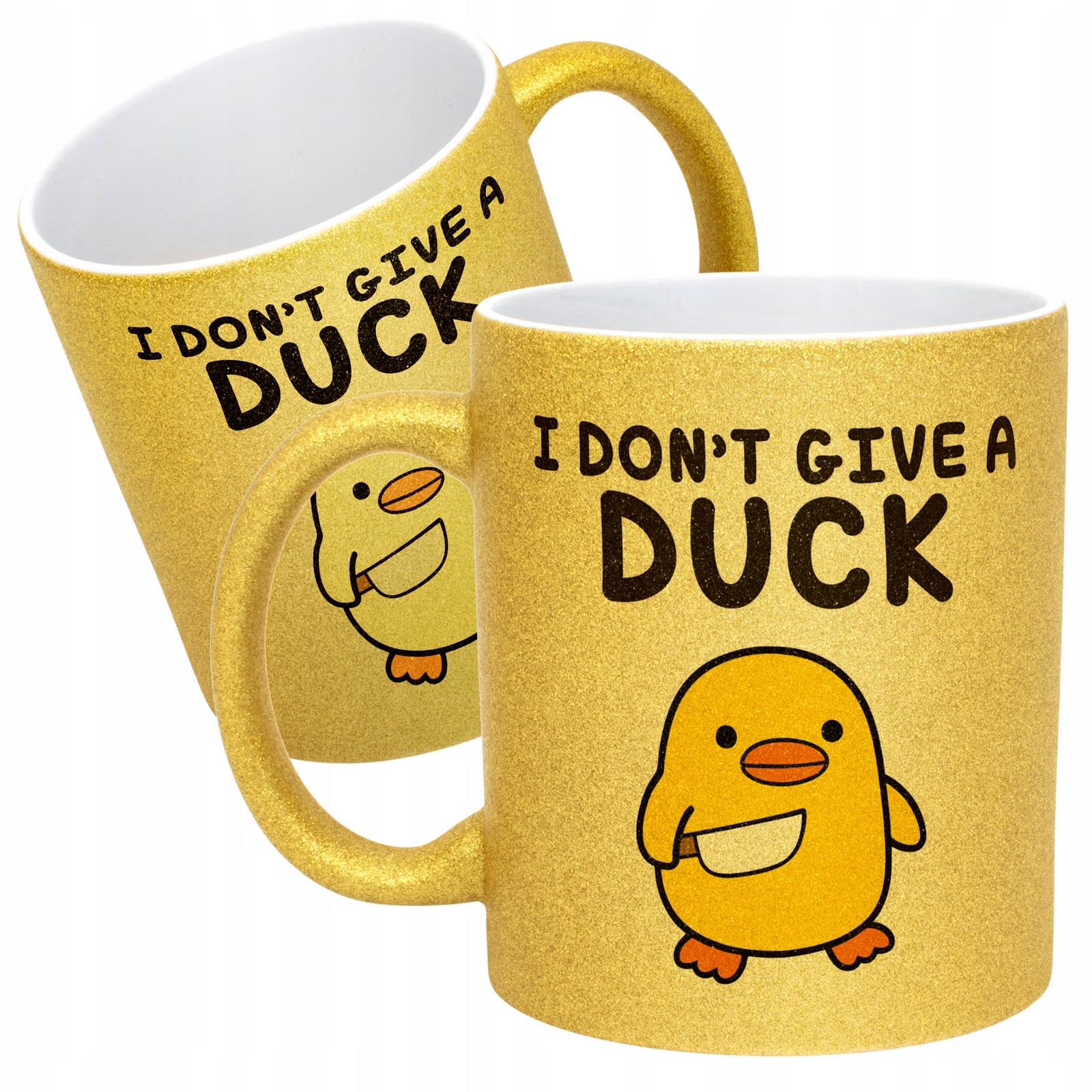 Złoty Kubek Brokatowy I Don’t Give A Duck Zabawny Prezent