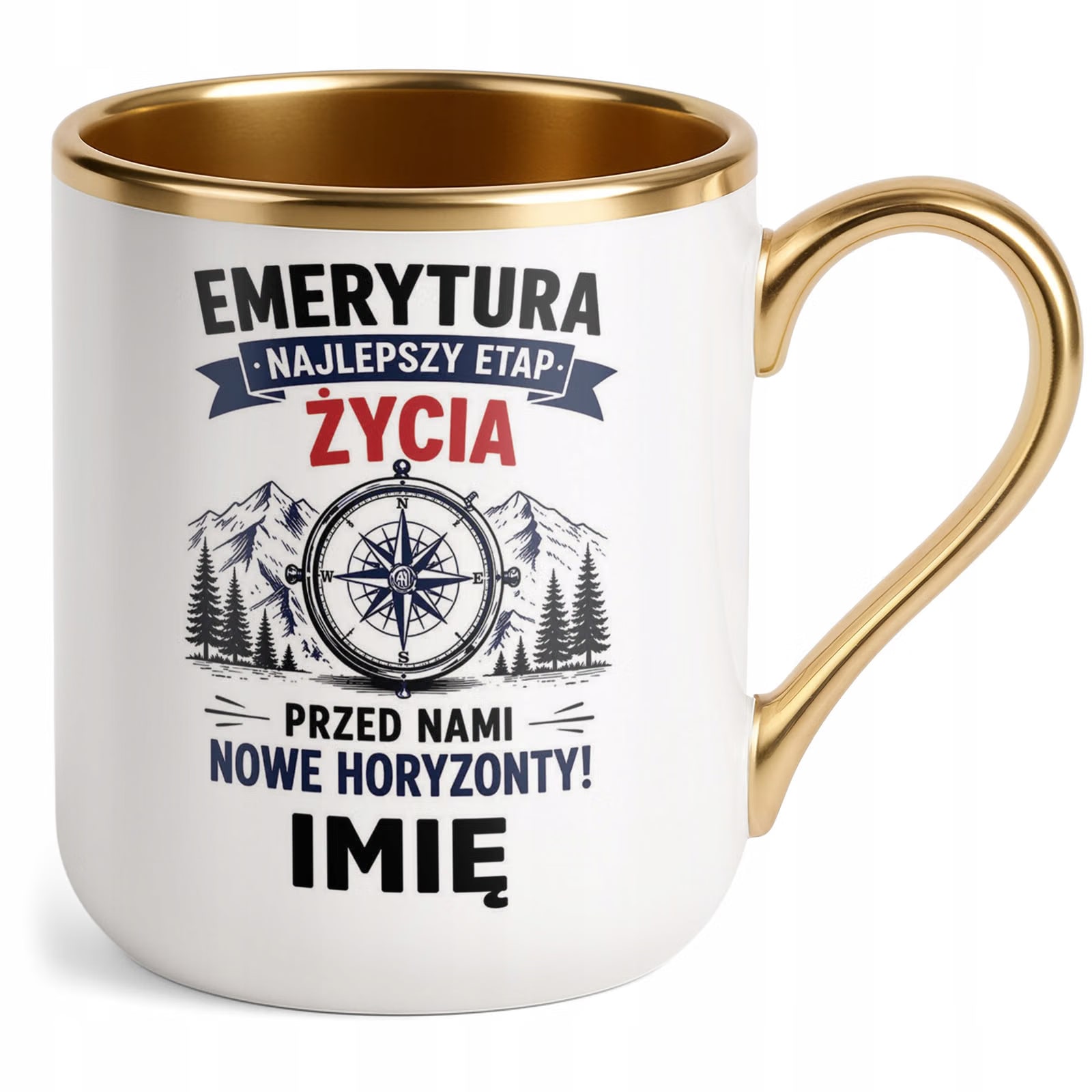 Kubek Personalizowany z nadrukiem Premium Złoty Emerytura Prezent
