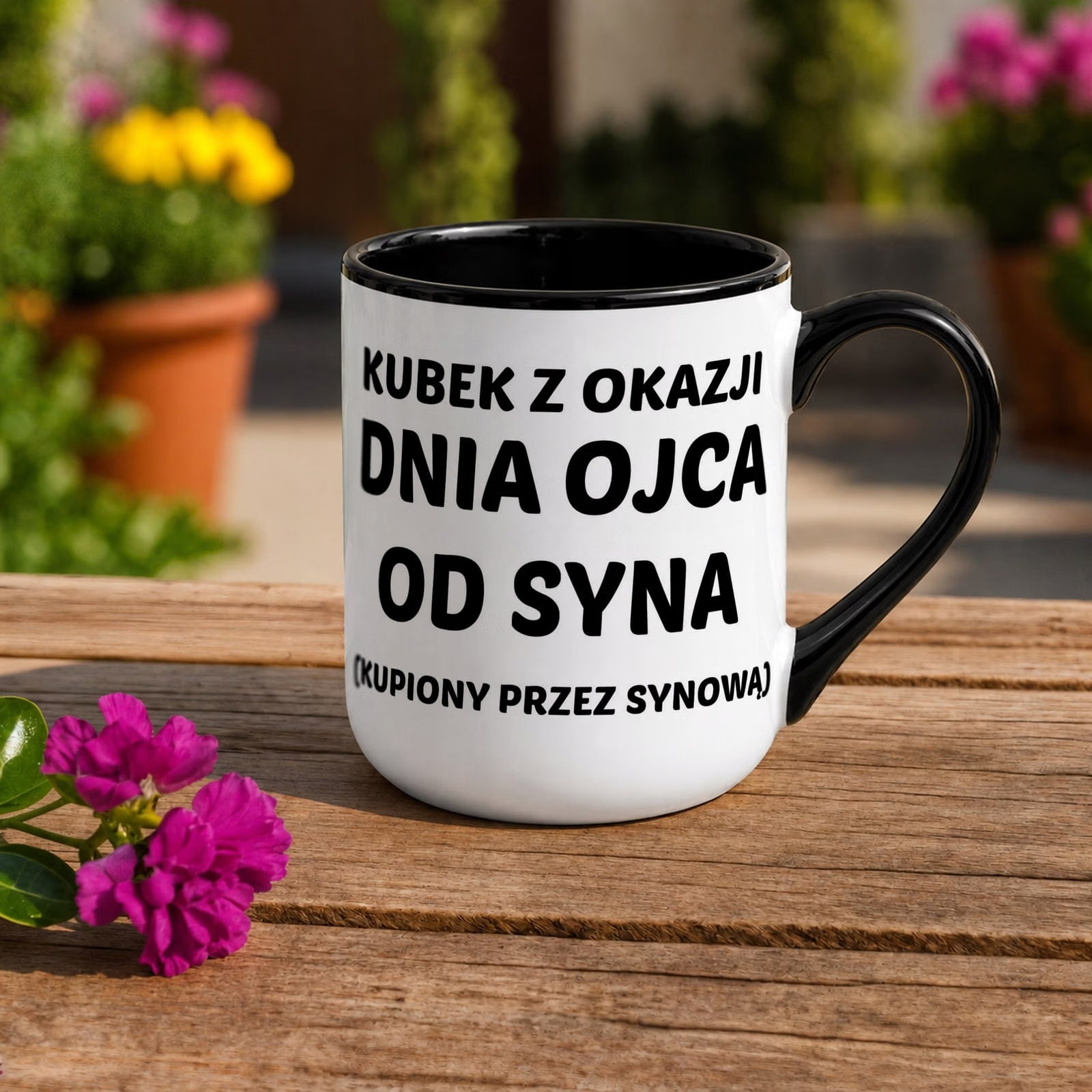 Kubek z nadrukiem Premium Czarny Dla Taty Dzień Ojca Upominek Prezent