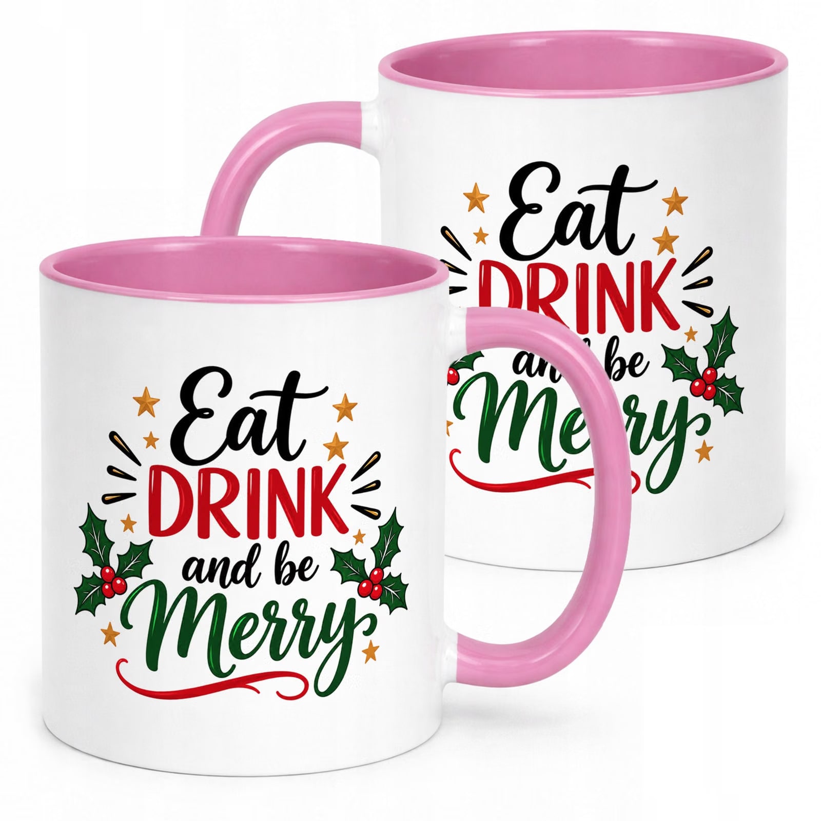 Kubek Różowy z Nadrukiem Boże Narodzenie Mikołajki Merry Christmas Prezent