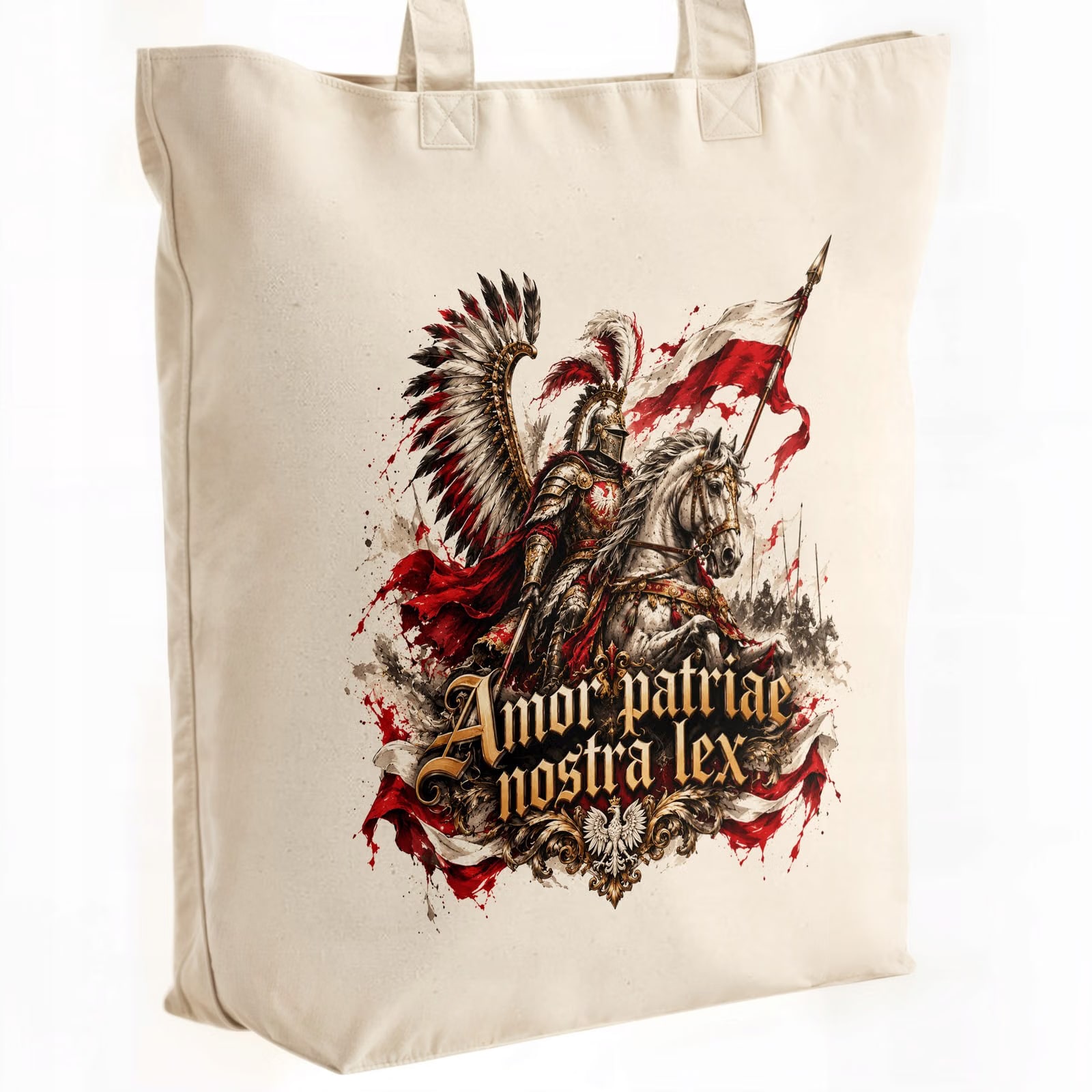 Torba shopper ecru premium patriotyczna święto niepodległości z nadrukiem