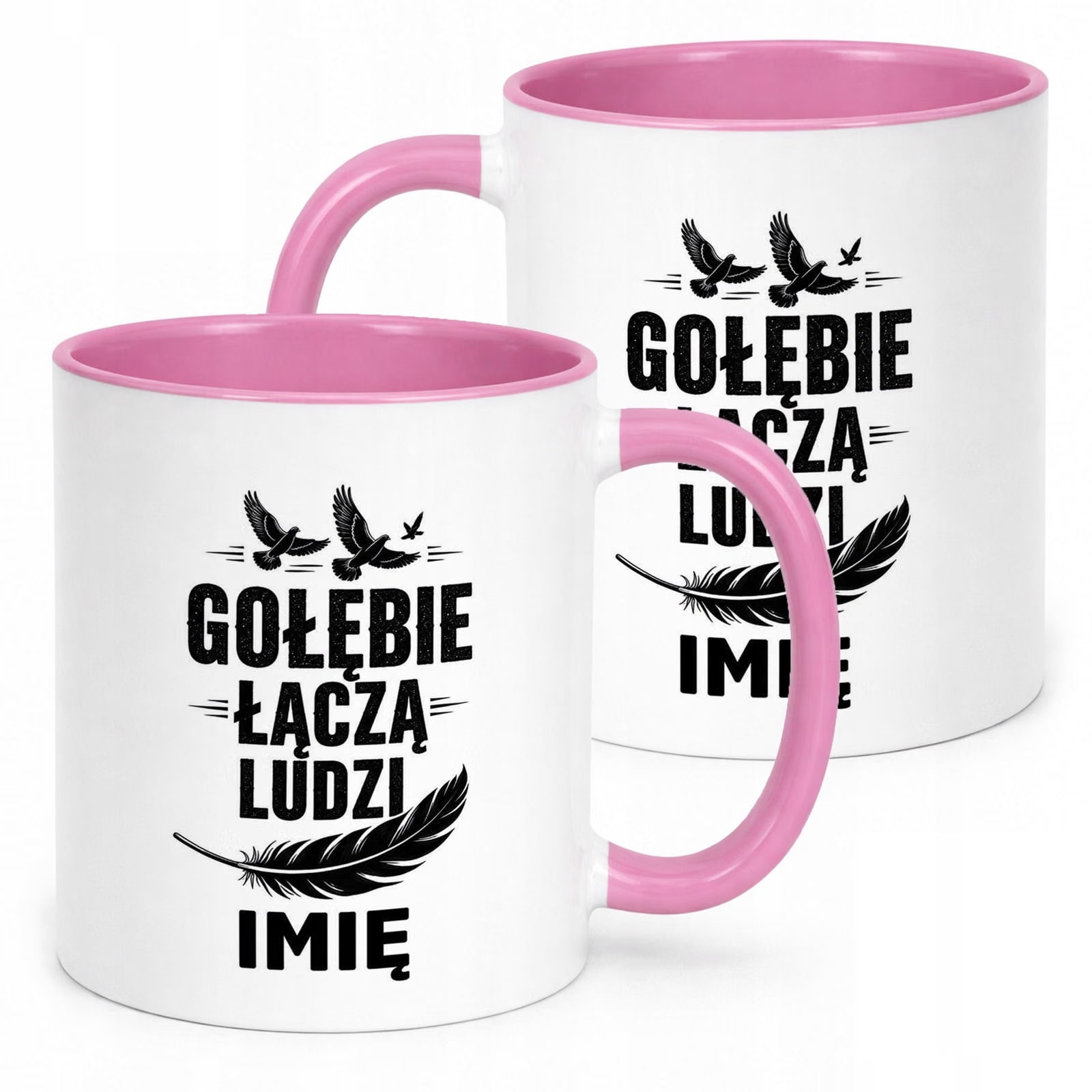 Różowy Kubek Personalizowany z nadrukiem Dla Gołębiarza Upominek Prezent