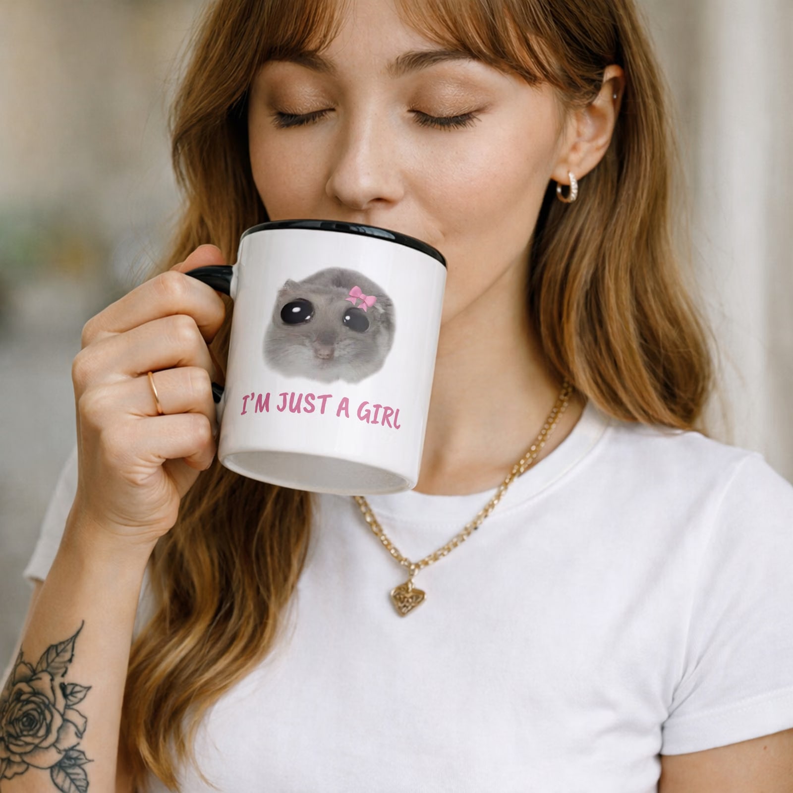 Kubek Czarny I’m Just A Girl Dla Dziewczyny Prezent Upominek