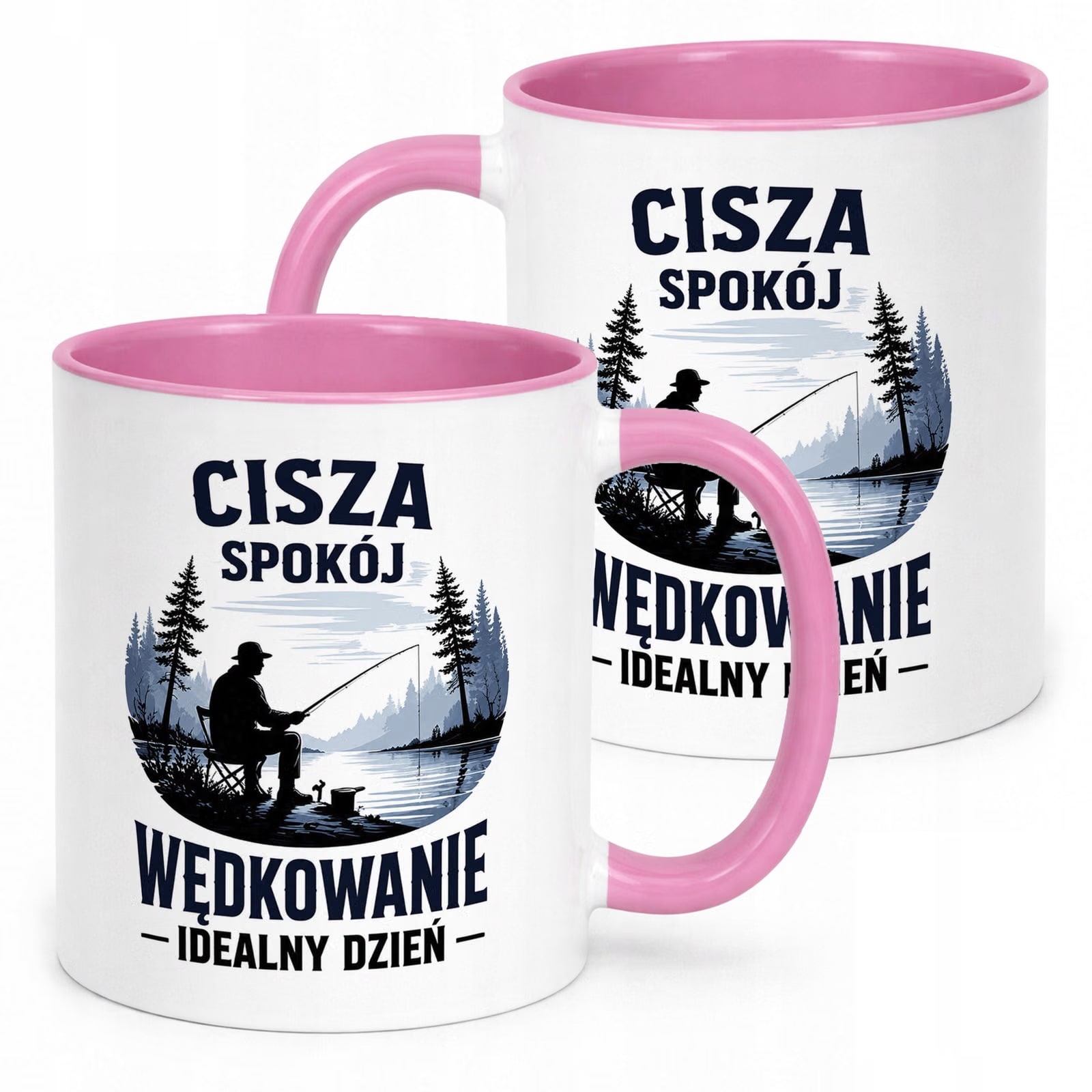 Różowy Kubek z nadrukiem Dla Wędkarza Rybaka Upominek Prezent