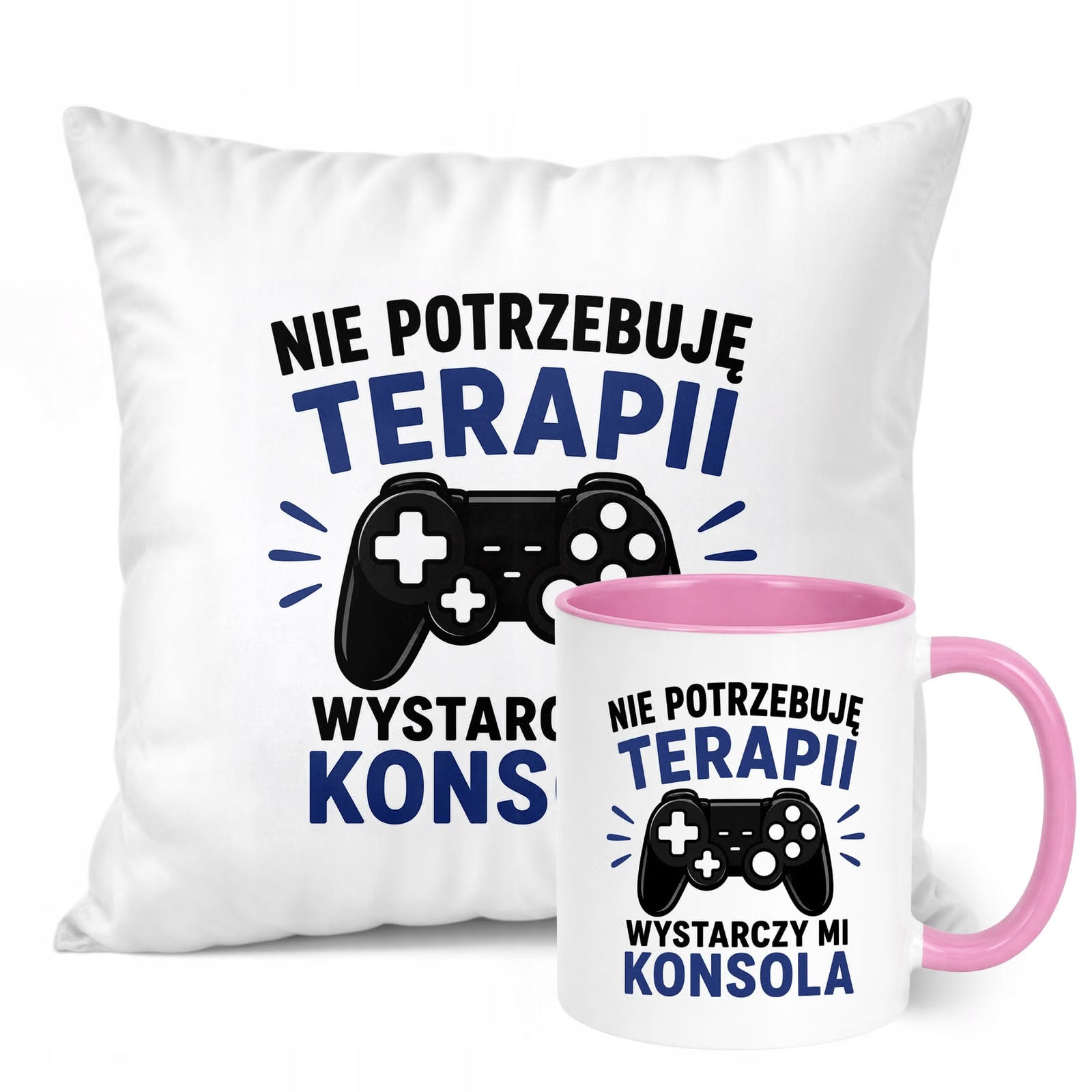 Zestaw Kubek Różowy Poduszka Dzień Chłopaka Z Nadrukiem Prezent