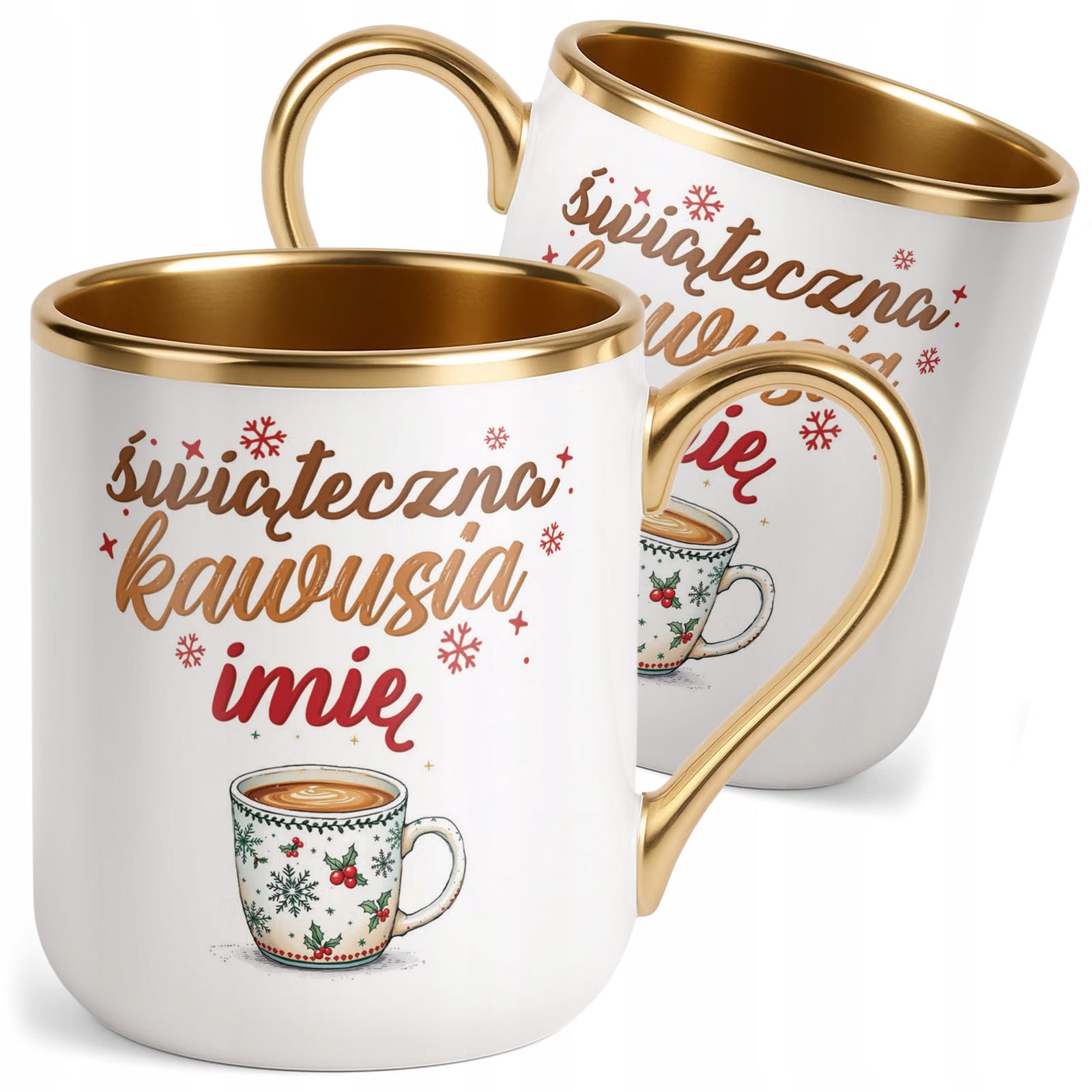 Kubek Personalizowany Premium Złoty Boże Narodzenie Święta Prezent