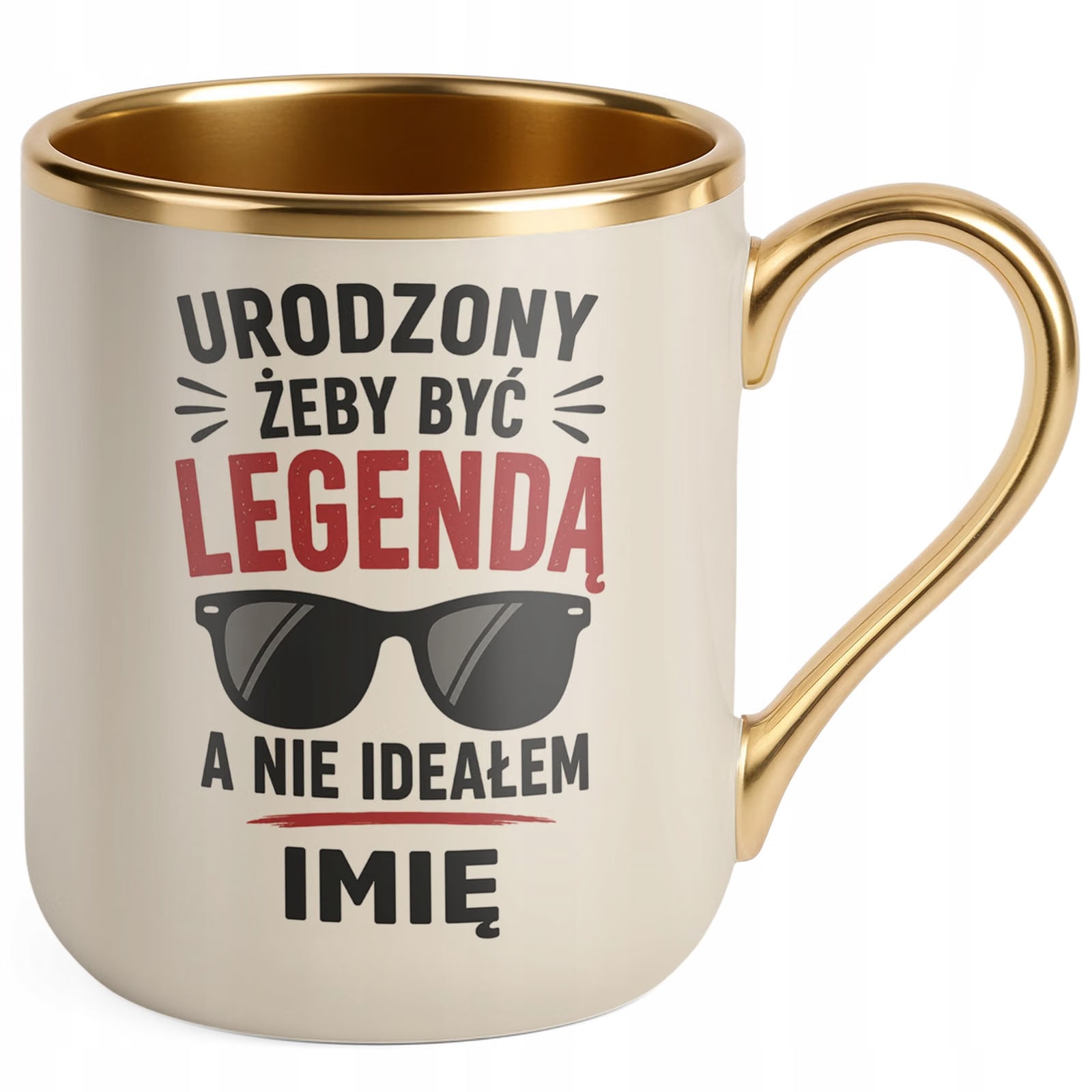 Kubek personalizowany z nadrukiem Premium Złoty Ecru Dzień Chłopaka