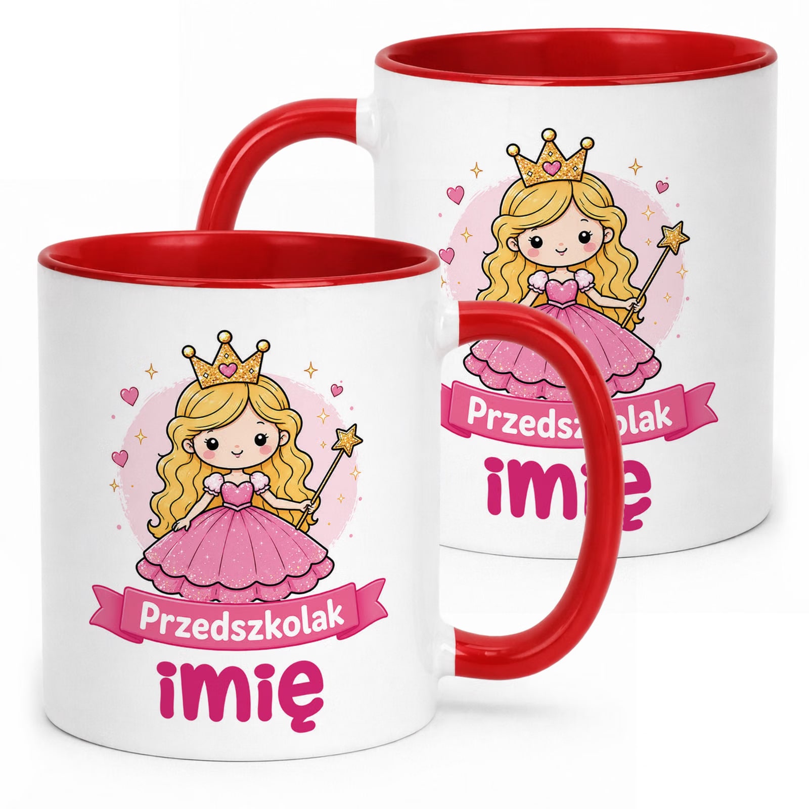 Kubek Czerwony z nadrukiem personalizowany Przedszkolak Szkoła Dla Dzieci