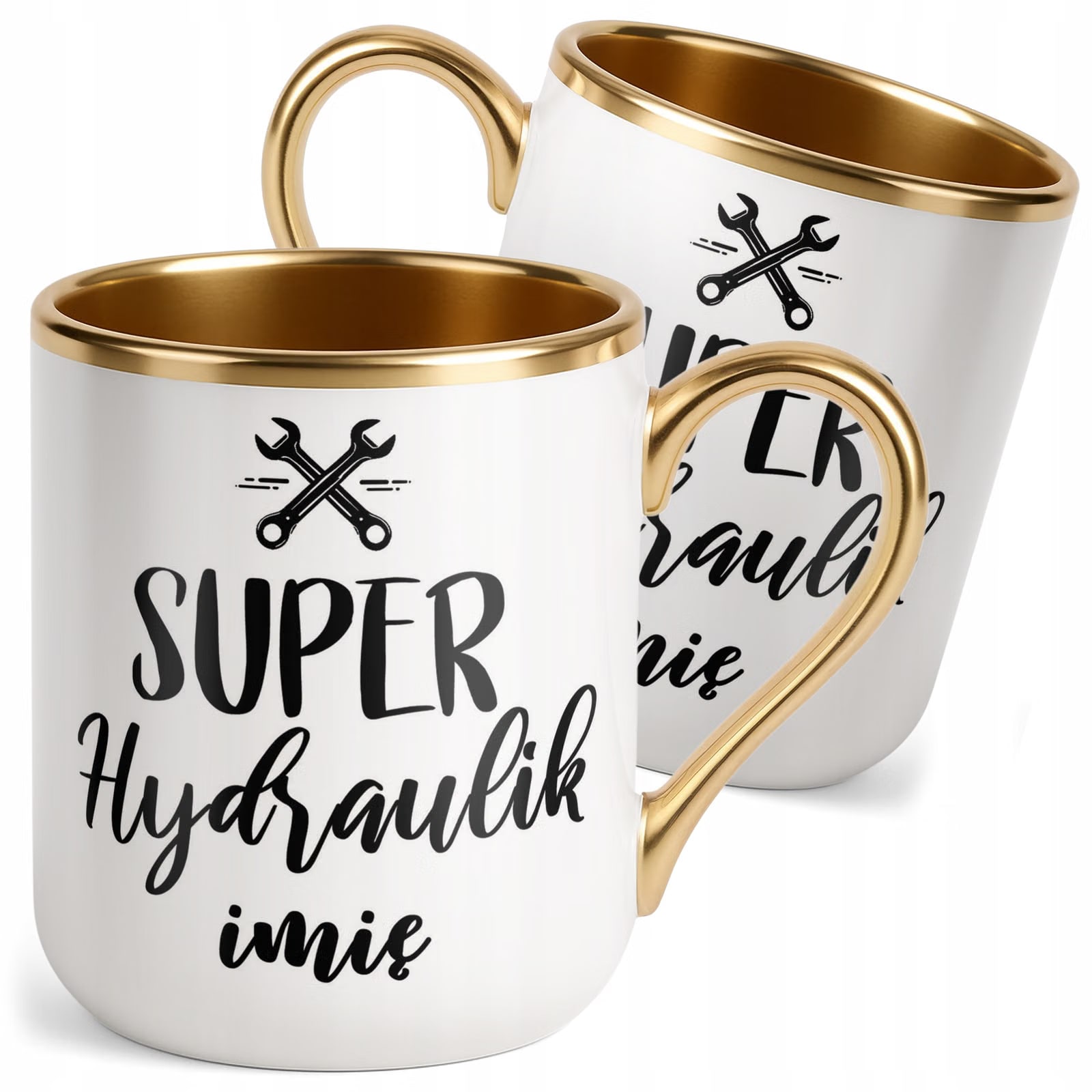 Kubek Premium Złoty Personalizowany Super Hydraulik Prezent Upominek