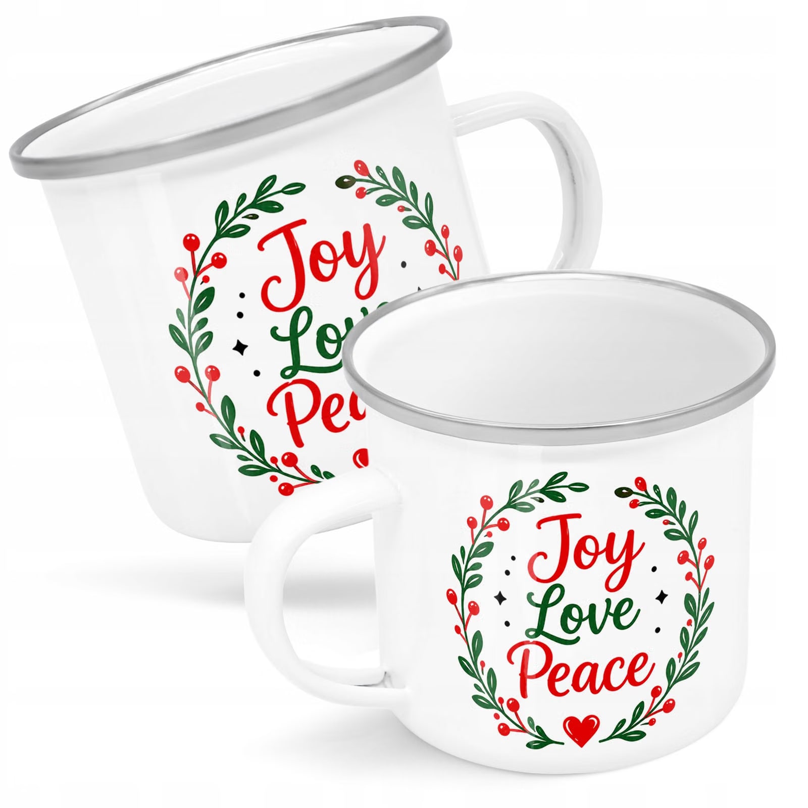 Kubek Emaliowany Boże Narodzenie Mikołajki Święta Joy Love Prezent