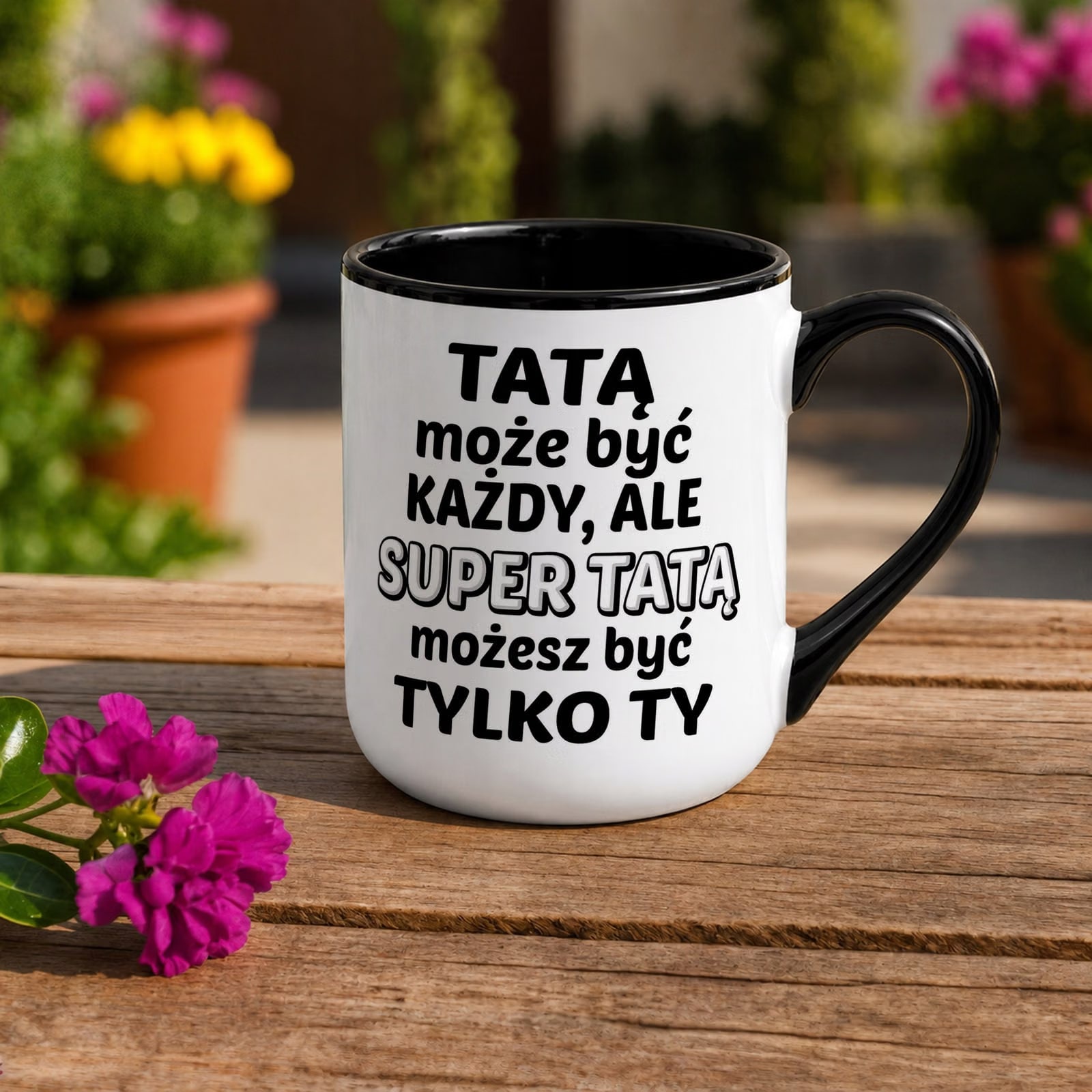 Kubek z nadrukiem Premium Czarny Dla Taty Dzień Ojca Upominek Prezent