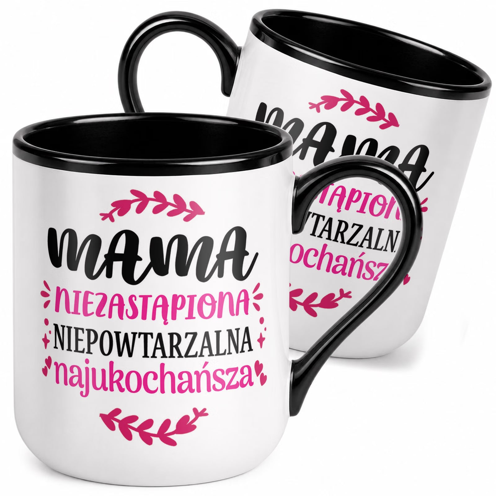 Kubek z nadrukiem Premium Czarny Dla Mamy Dzień Matki Upominek Prezent