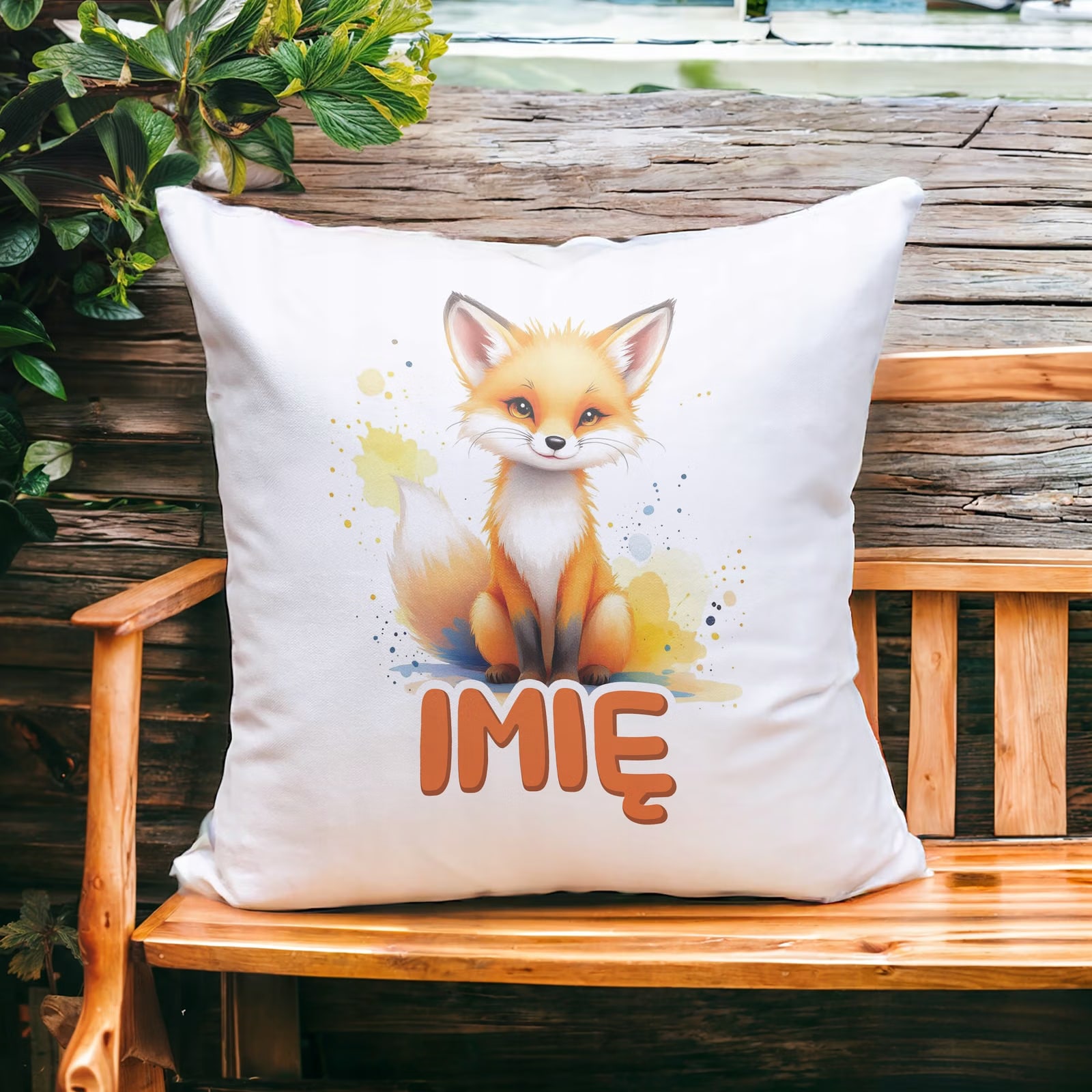 Poduszka 38x38cm Personalizowana Lis Zwierzak Słodki Dla Dzieci