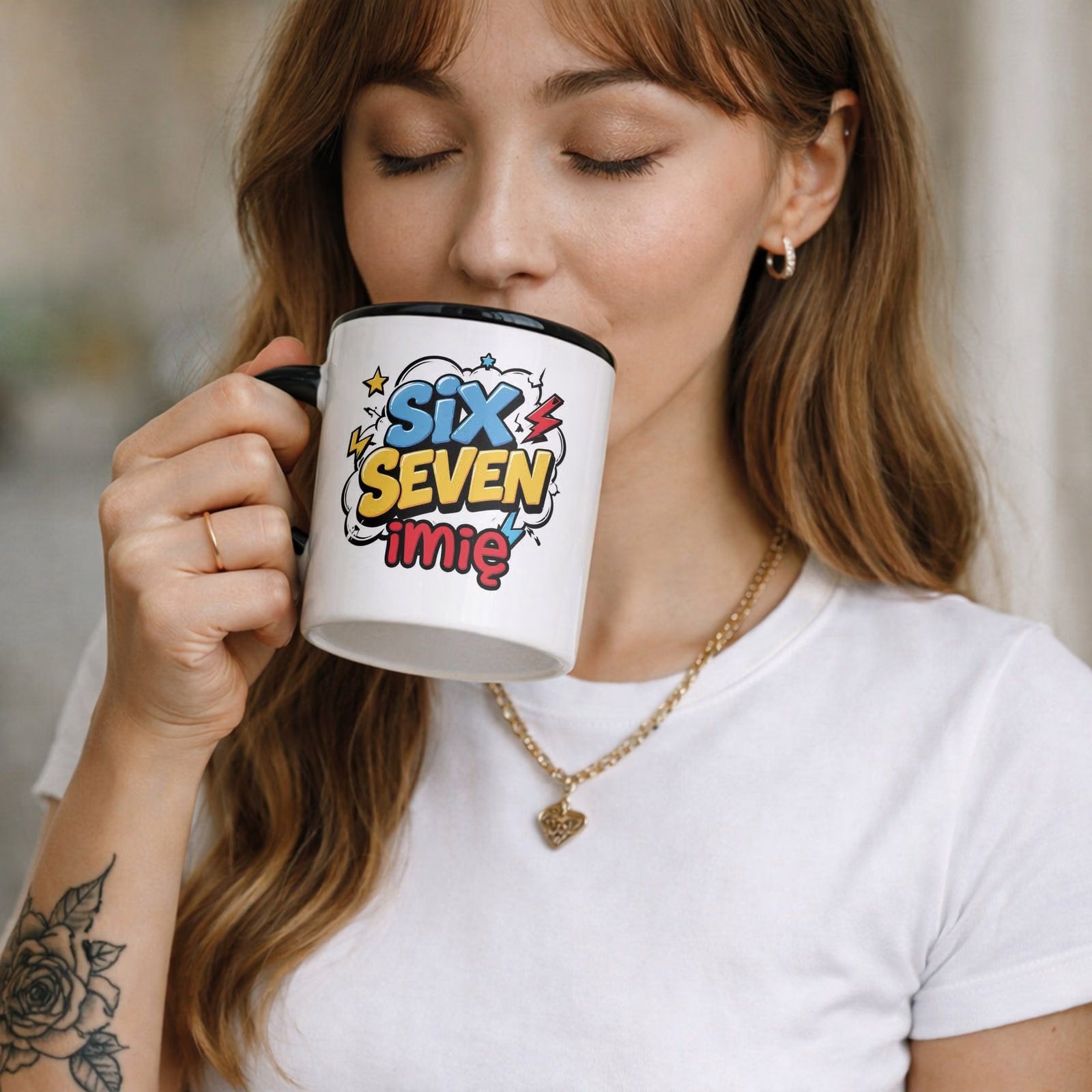 Kubek Czarny z nadrukiem personalizowany 67 Dla Dzieci Prezent