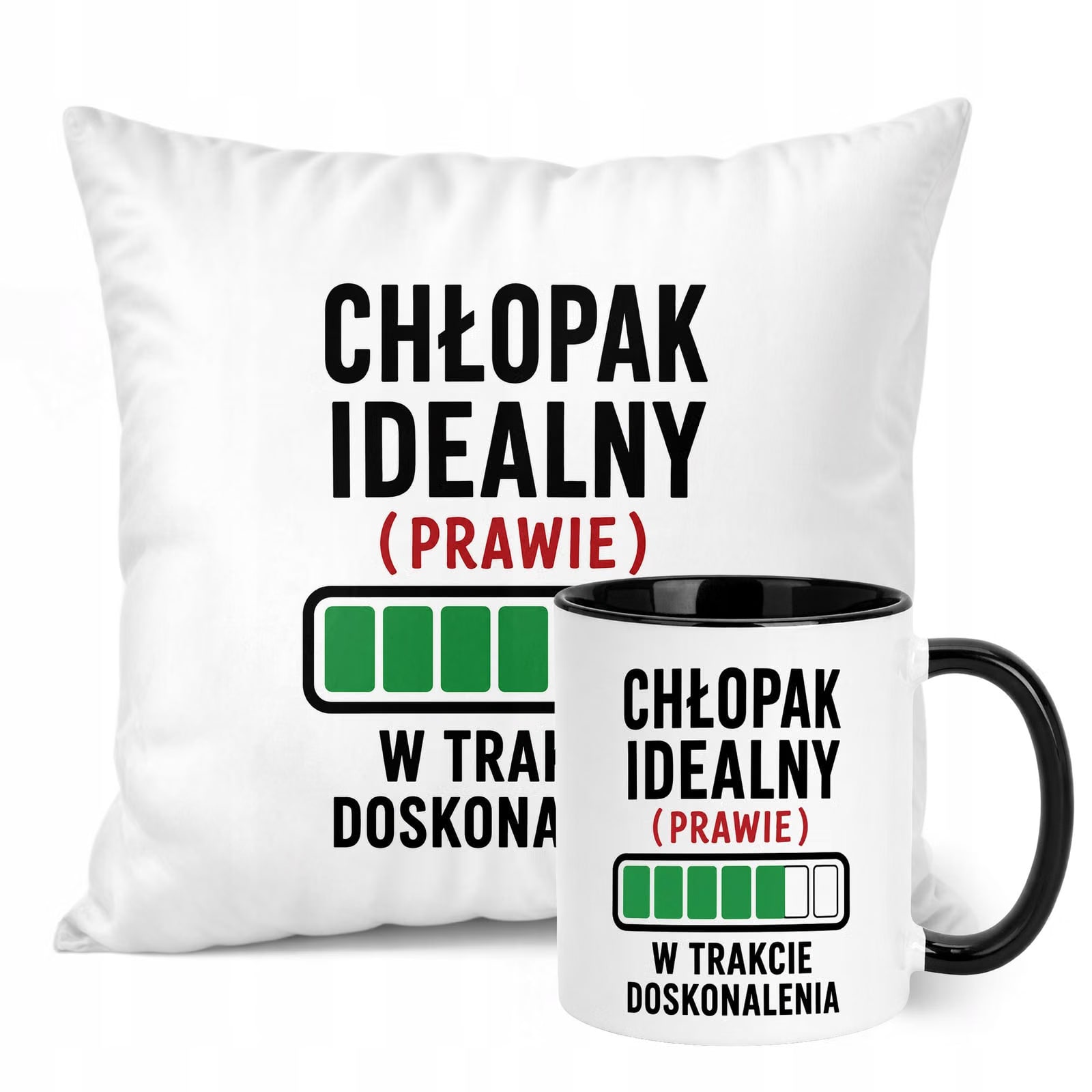 Zestaw Kubek Czarny Poduszka Dzień Chłopaka Z Nadrukiem Prezent Upominek