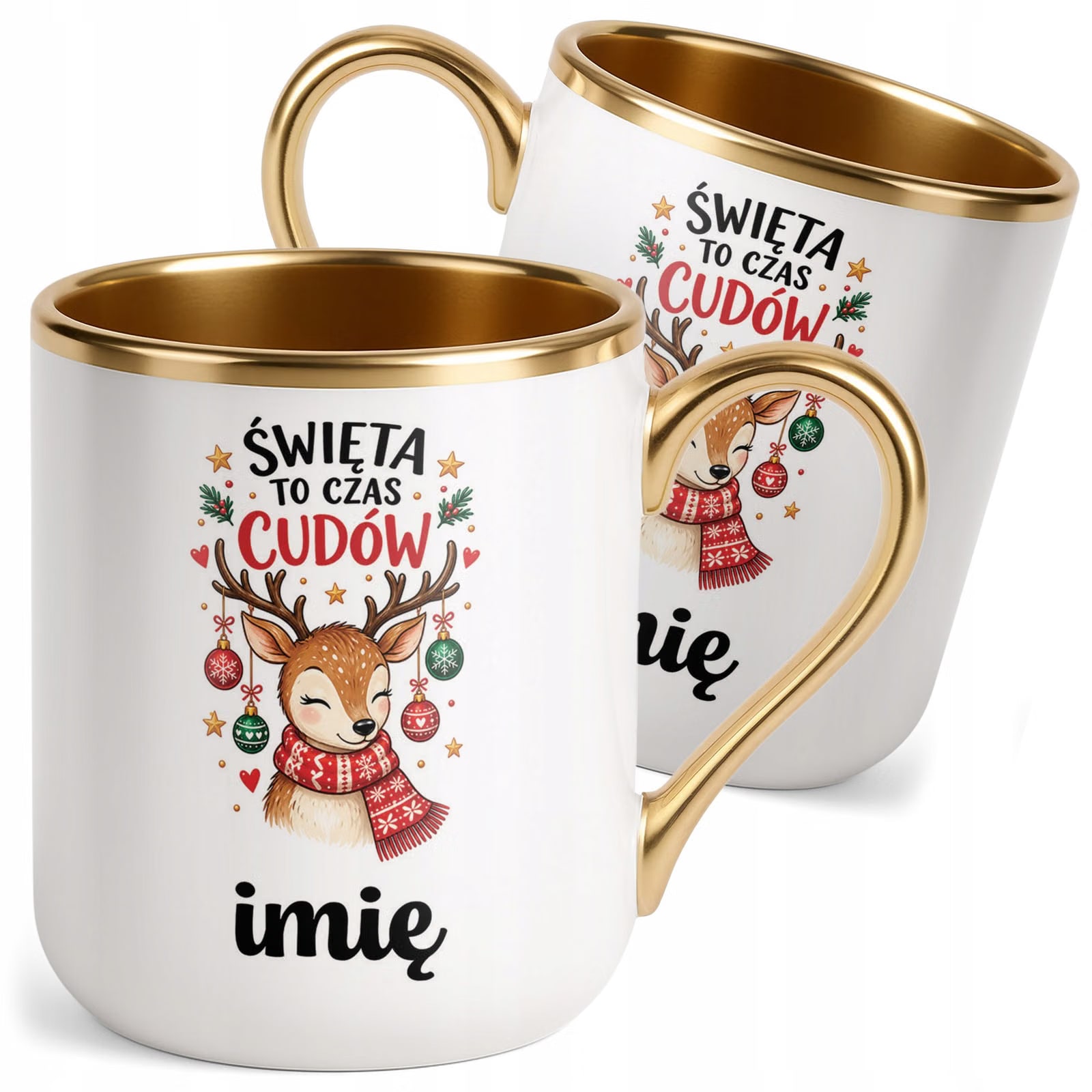 Kubek Personalizowany Premium Złoty Boże Narodzenie Święta Prezent