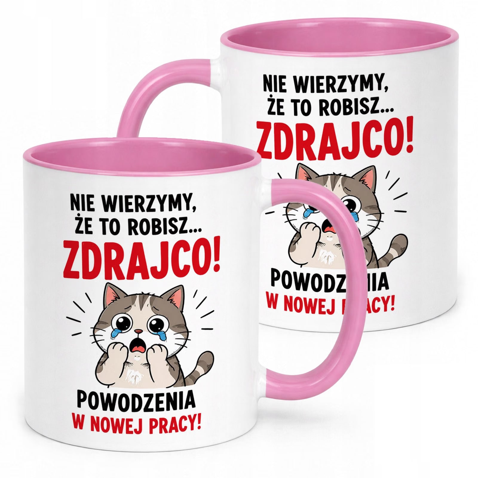 Kubek Różowy z nadrukiem Pożegnanie Odejście z Pracy Dla Kolegi Prezent