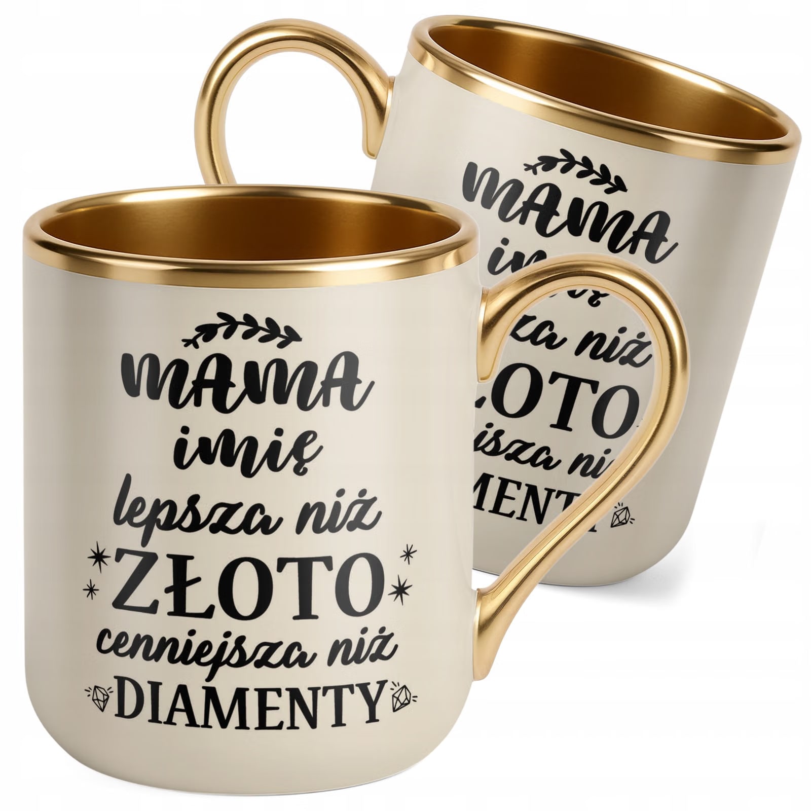 Kubek Premium Złoty Ecru Personalizowany Dzień Matki Dla Mamy