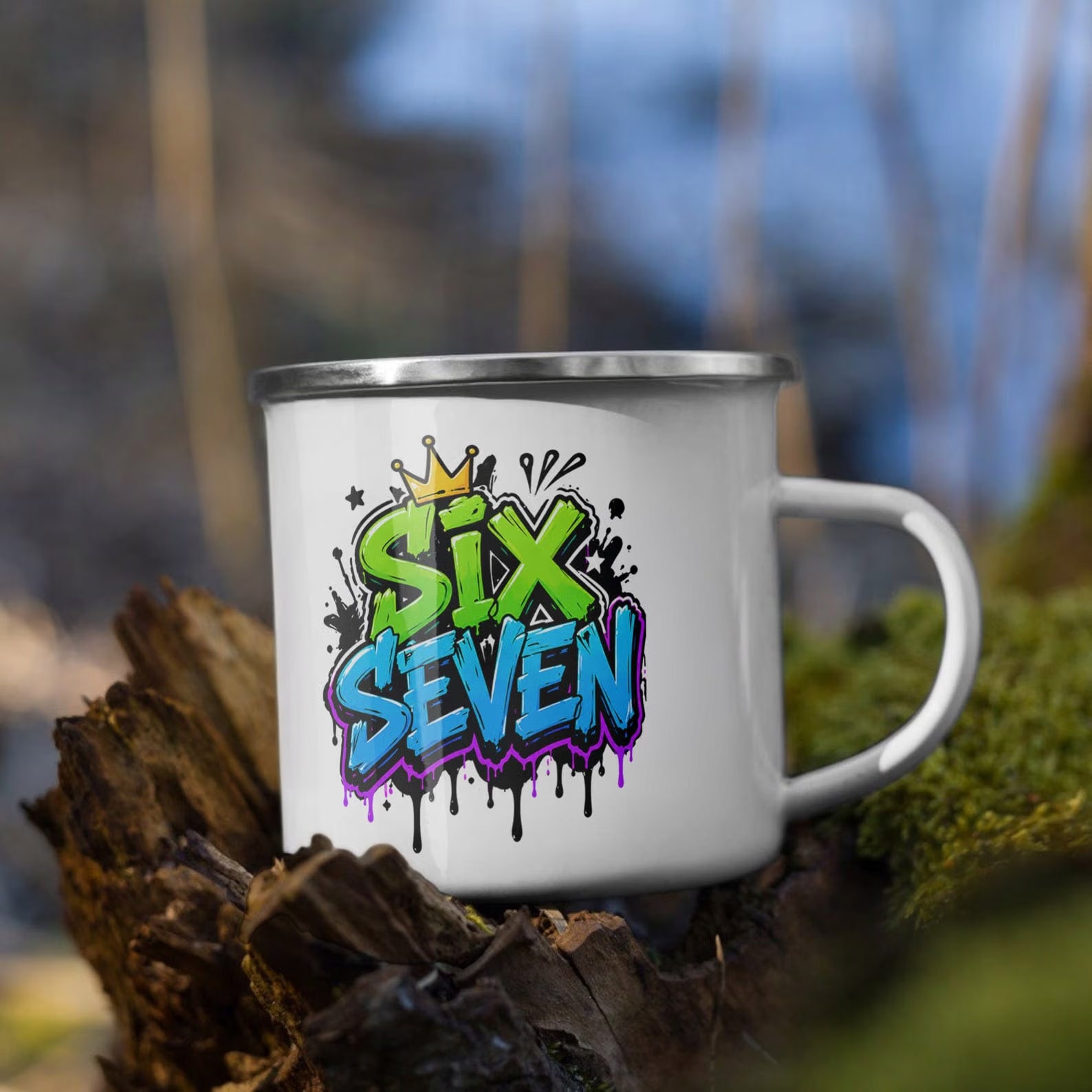 Zestaw Kubek Emaliowany Poduszka Z Nadrukiem SIX SEVEN Prezent