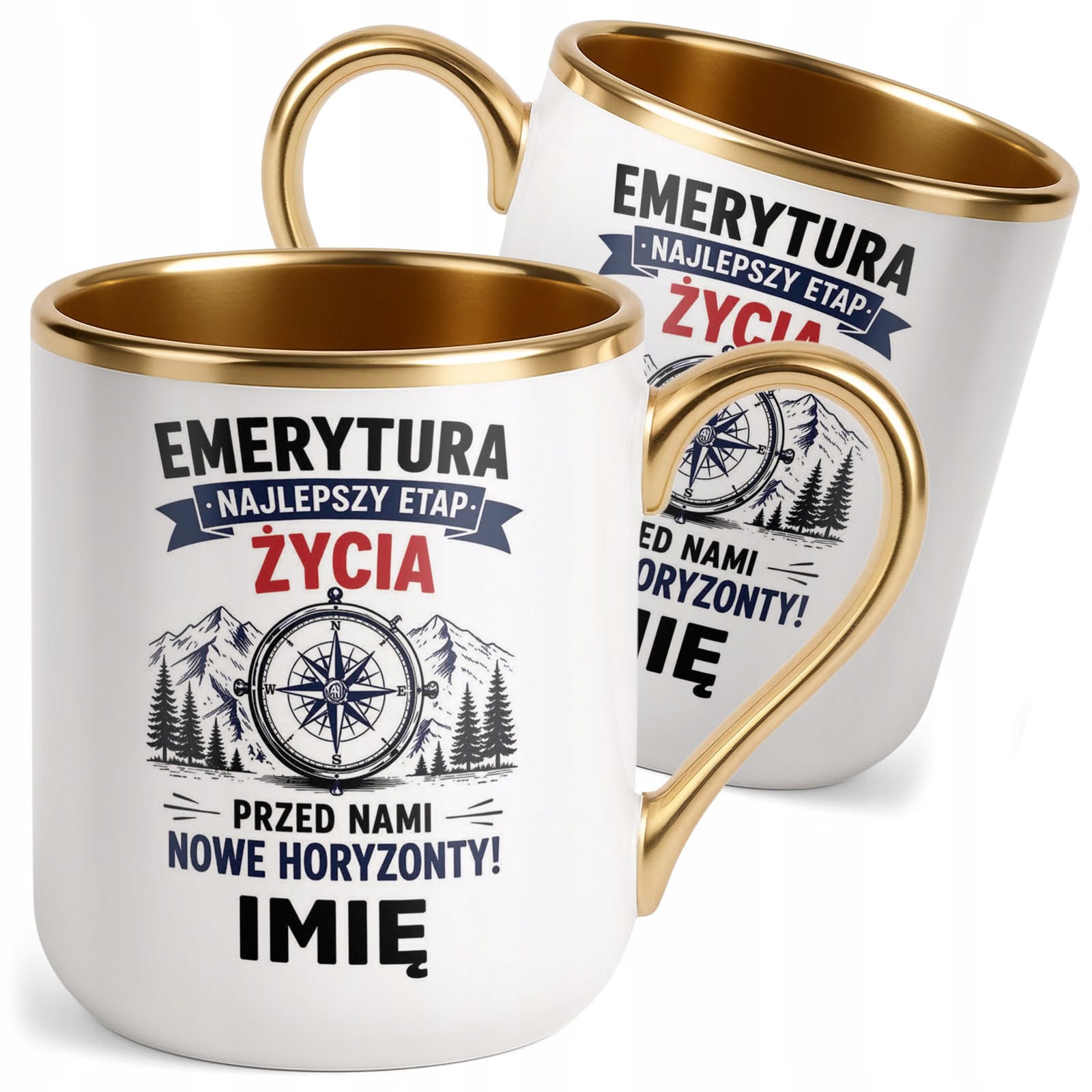 Kubek Personalizowany z nadrukiem Premium Złoty Emerytura Prezent