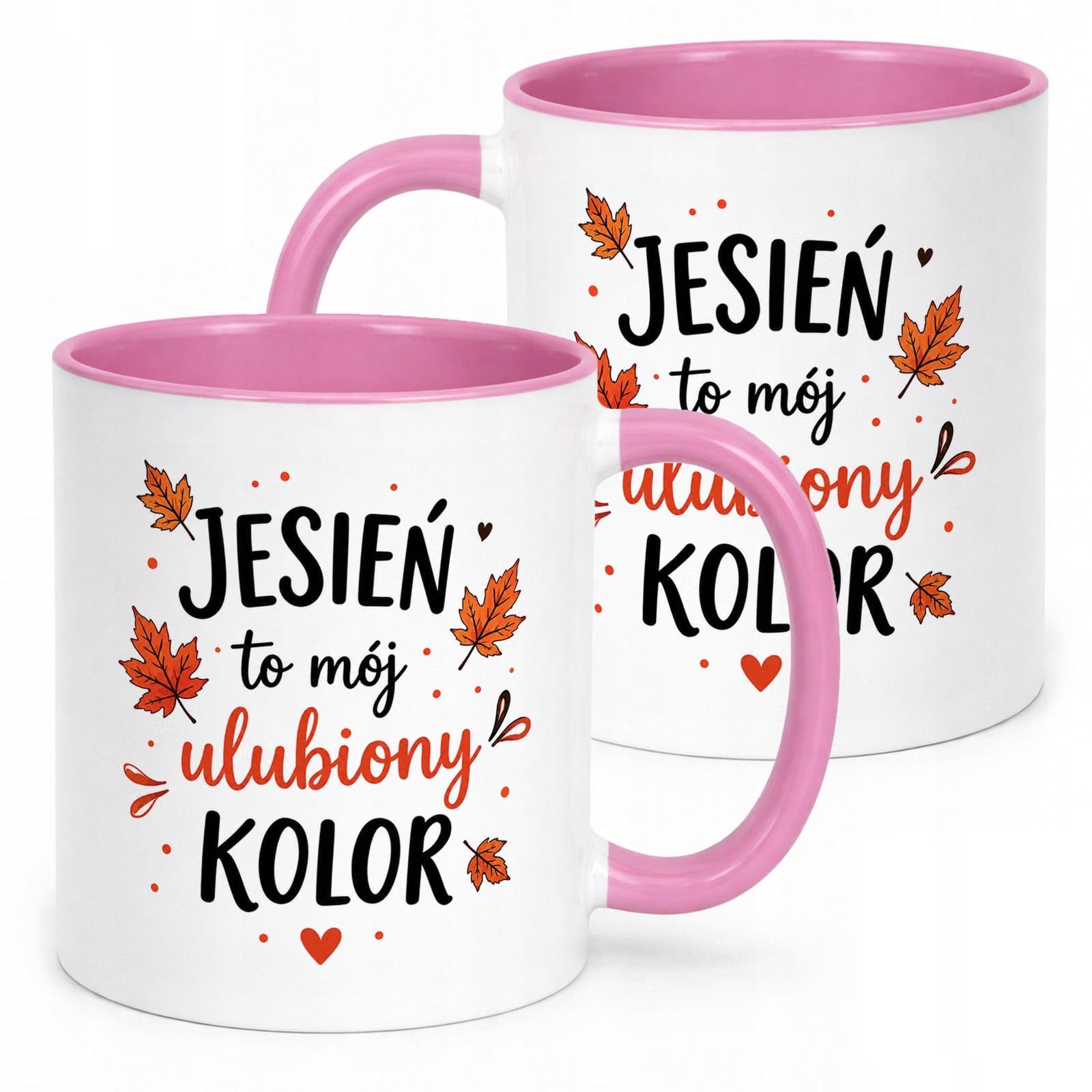Różowy Kubek z nadrukiem Jesienny Jesień to mój ulubiony kolor