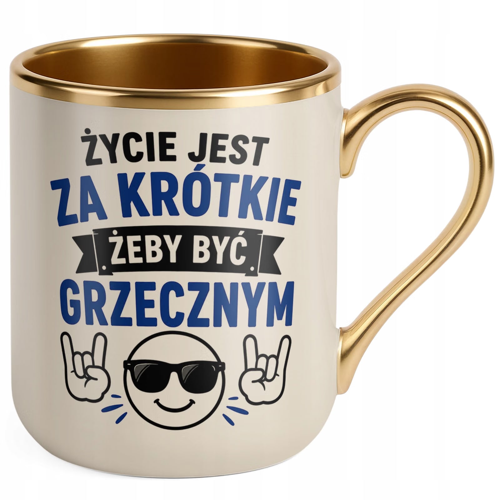 Kubek z nadrukiem Premium Złoty Ecru Dzień Chłopaka Mężczyzny Prezent
