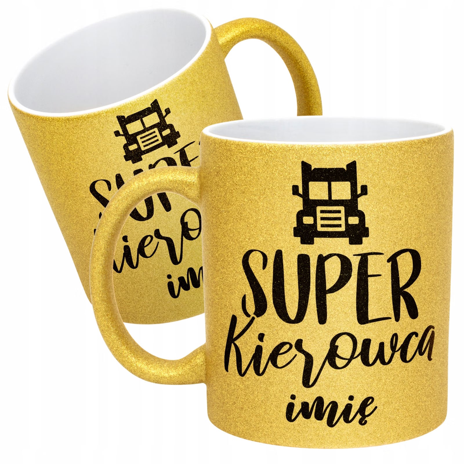 Złoty kubek brokatowy Personalizowany Super Kierowca Prezent Upominek