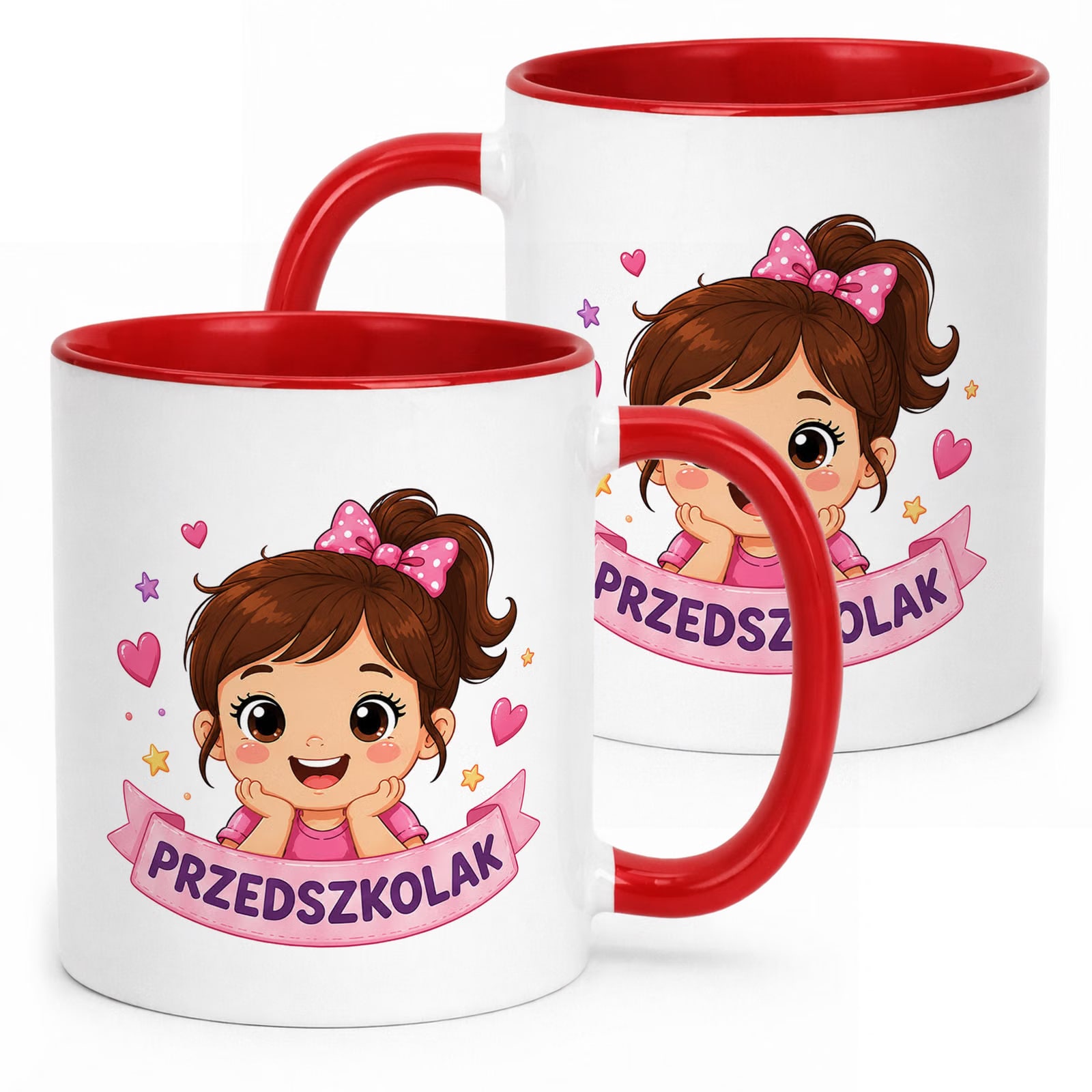 Kubek Czerwony z nadrukiem Przedszkolak Szkoła Dla Dzieci Prezent