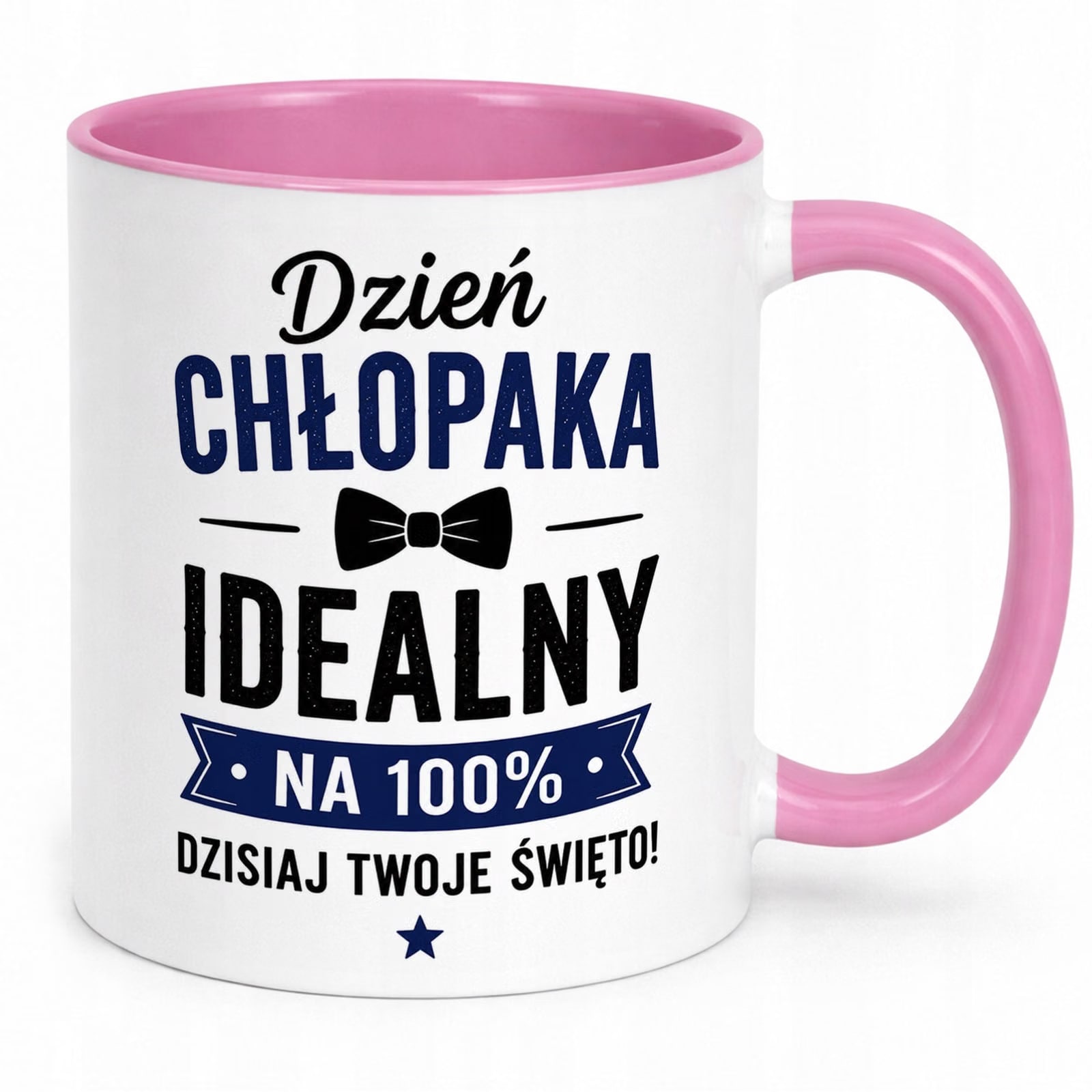 Różowy Kubek z nadrukiem Dzień Chłopaka Mężczyzny Upominek Prezent