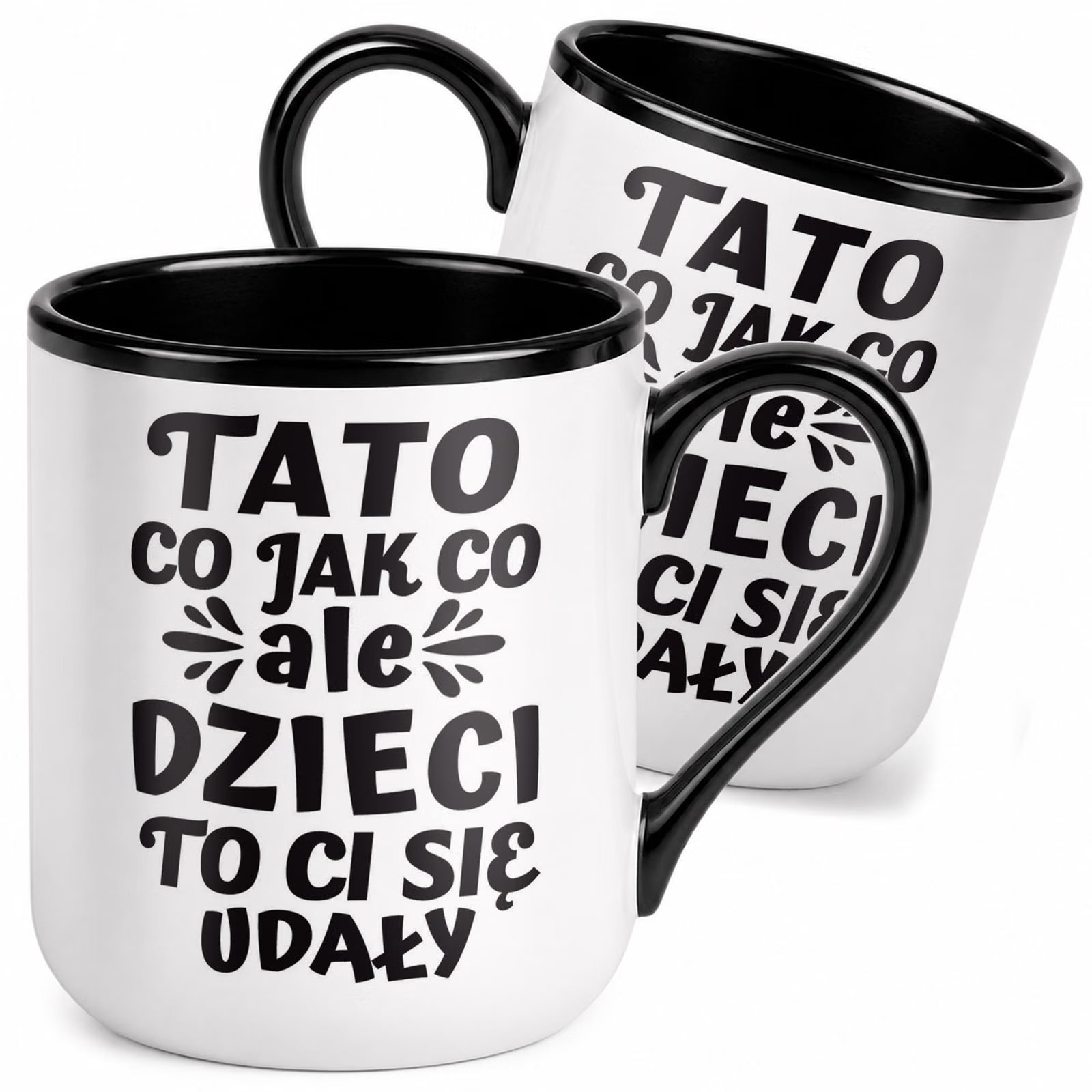 Kubek z nadrukiem Premium Czarny Dla Taty Dzień Ojca Upominek Prezent