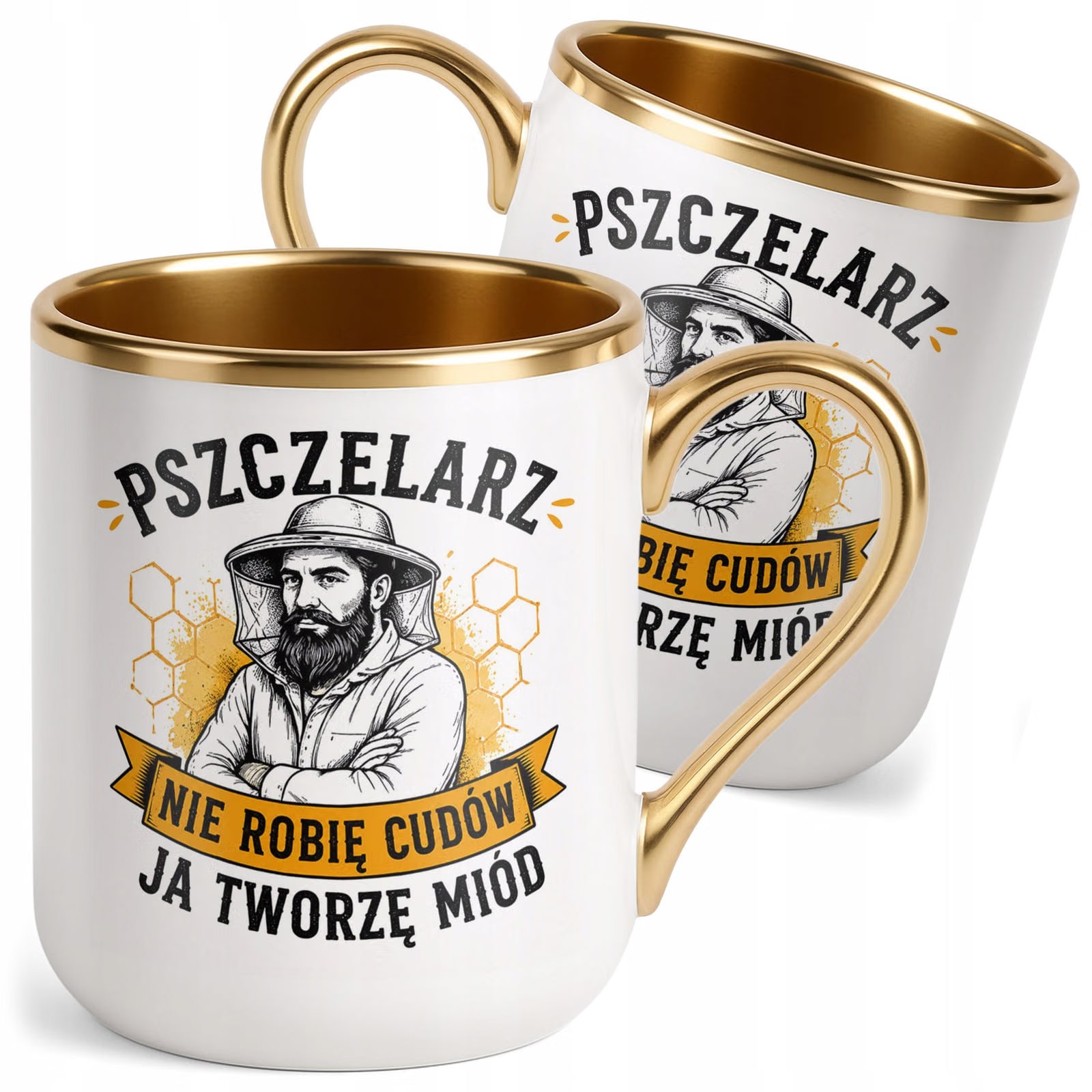 Kubek z nadrukiem Premium Złoty Dla Pszczelarza Szef Pasieki Prezent
