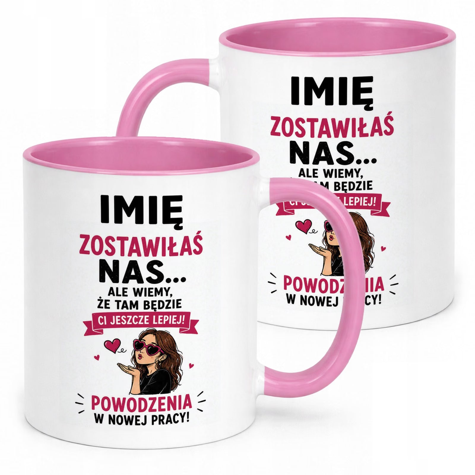 Kubek Różowy Personalizowany z Nadrukiem Pożegnanie Odejście z Pracy