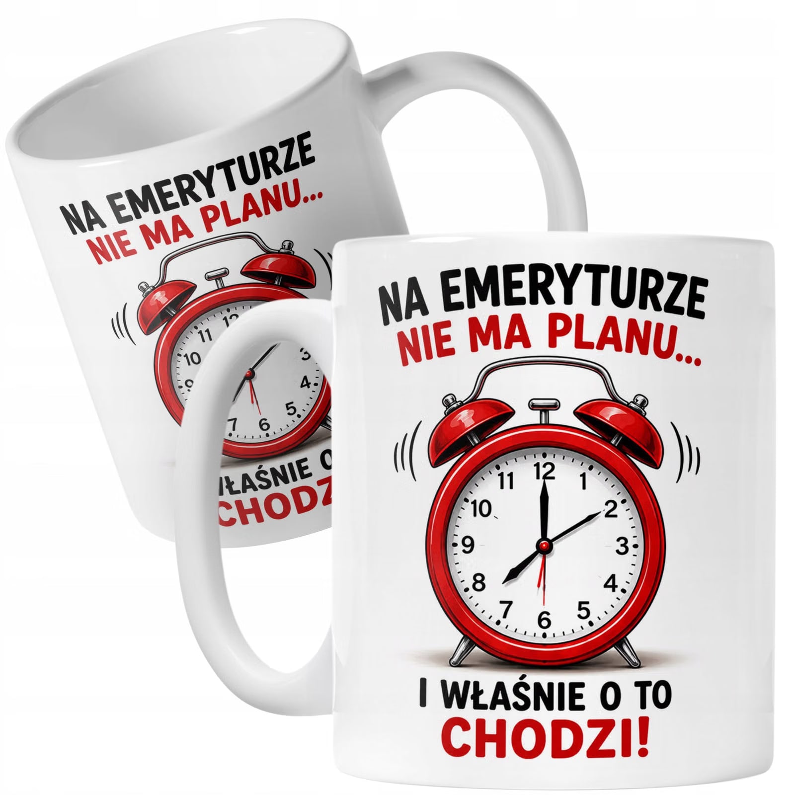 Biały Kubek z nadrukiem Emerytura Dla Emeryta Emerytki Upominek Prezent