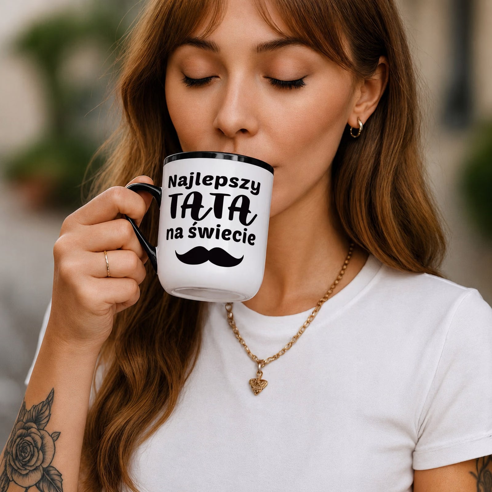 Kubek z nadrukiem Premium Czarny Dla Taty Dzień Ojca Upominek Prezent