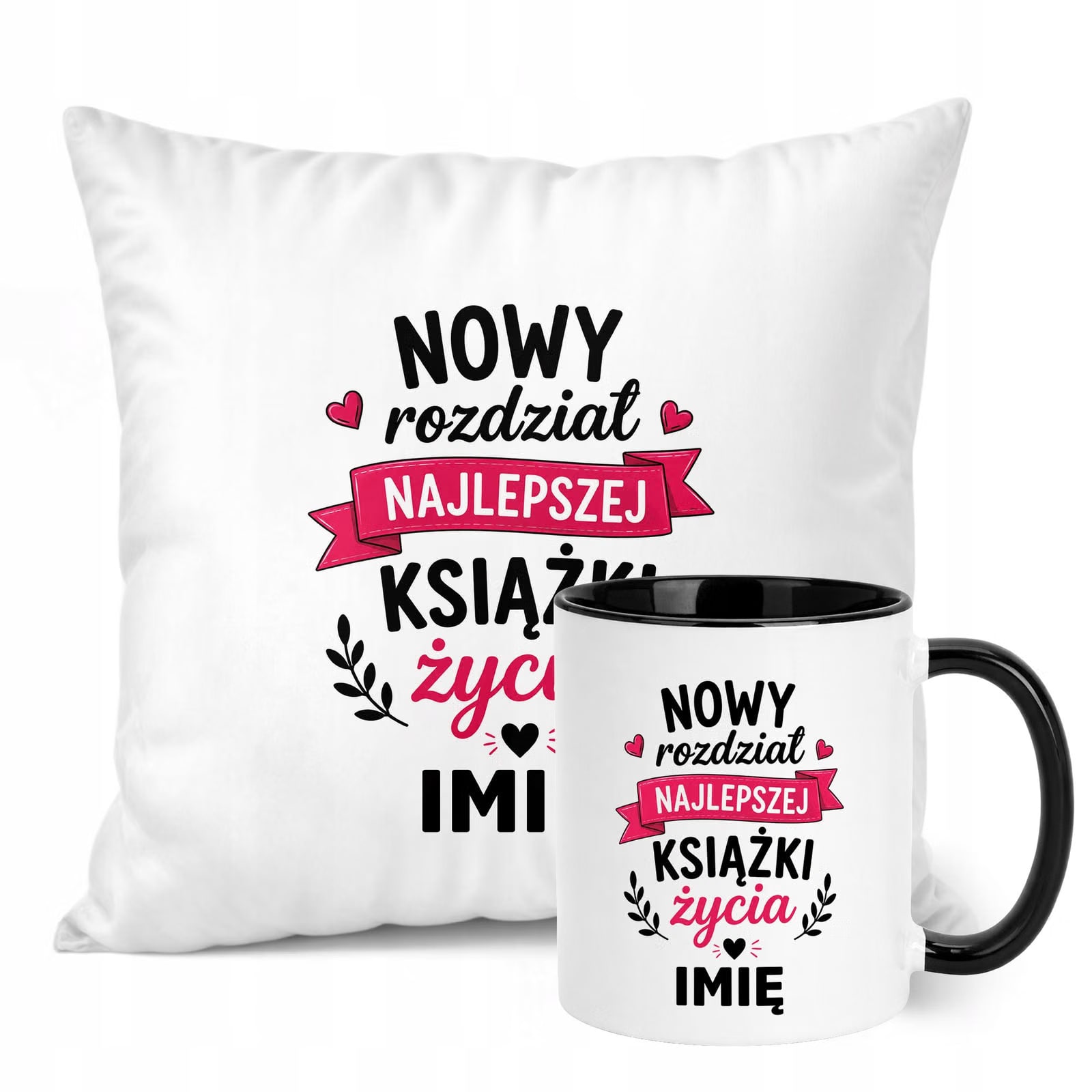Zestaw Personalizowany Kubek Czarny Poduszka Emerytura Upominek Prezent