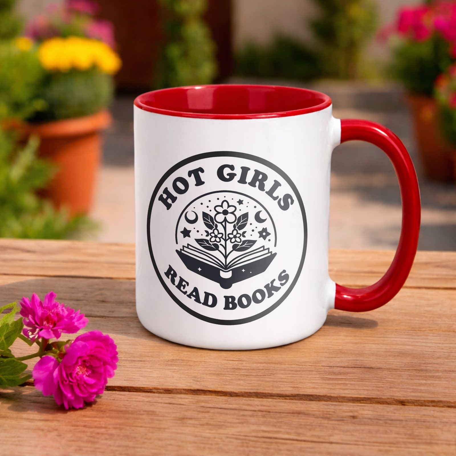 Kubek Czerwony Hot Girl Read Books Dla Fanki Książek Prezent
