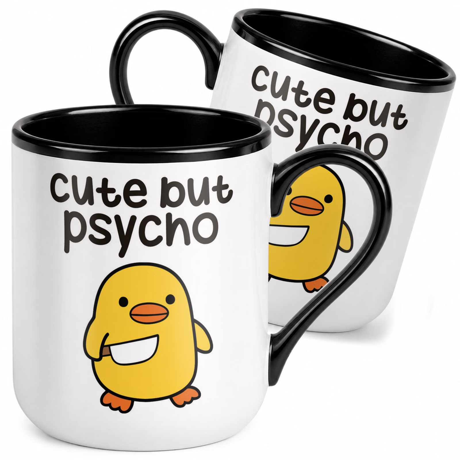 Kubek z nadrukiem Premium Czarny Cute But Psycho Upominek Prezent