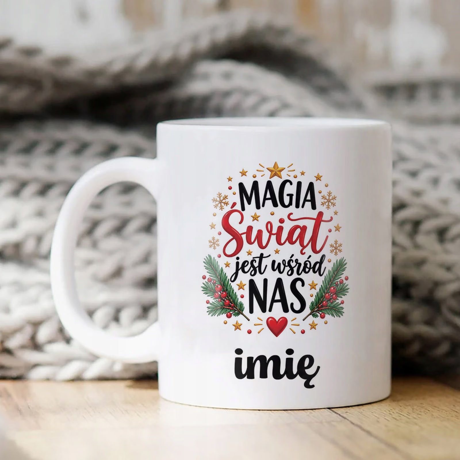Kubek Biały Personalizowany z Nadrukiem Boże Narodzenie Święta Prezent