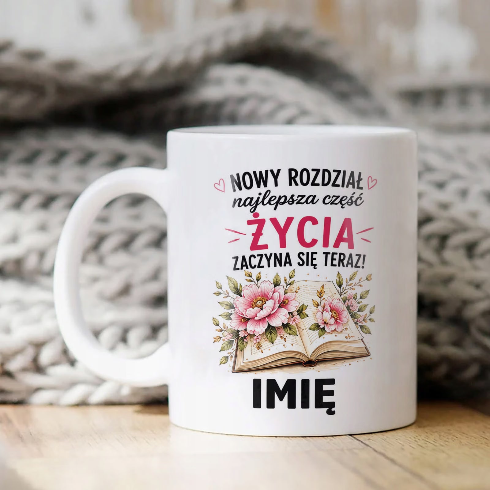 Biały Kubek Personalizowany z Nadrukiem Emerytura Dla Emerytki Prezent