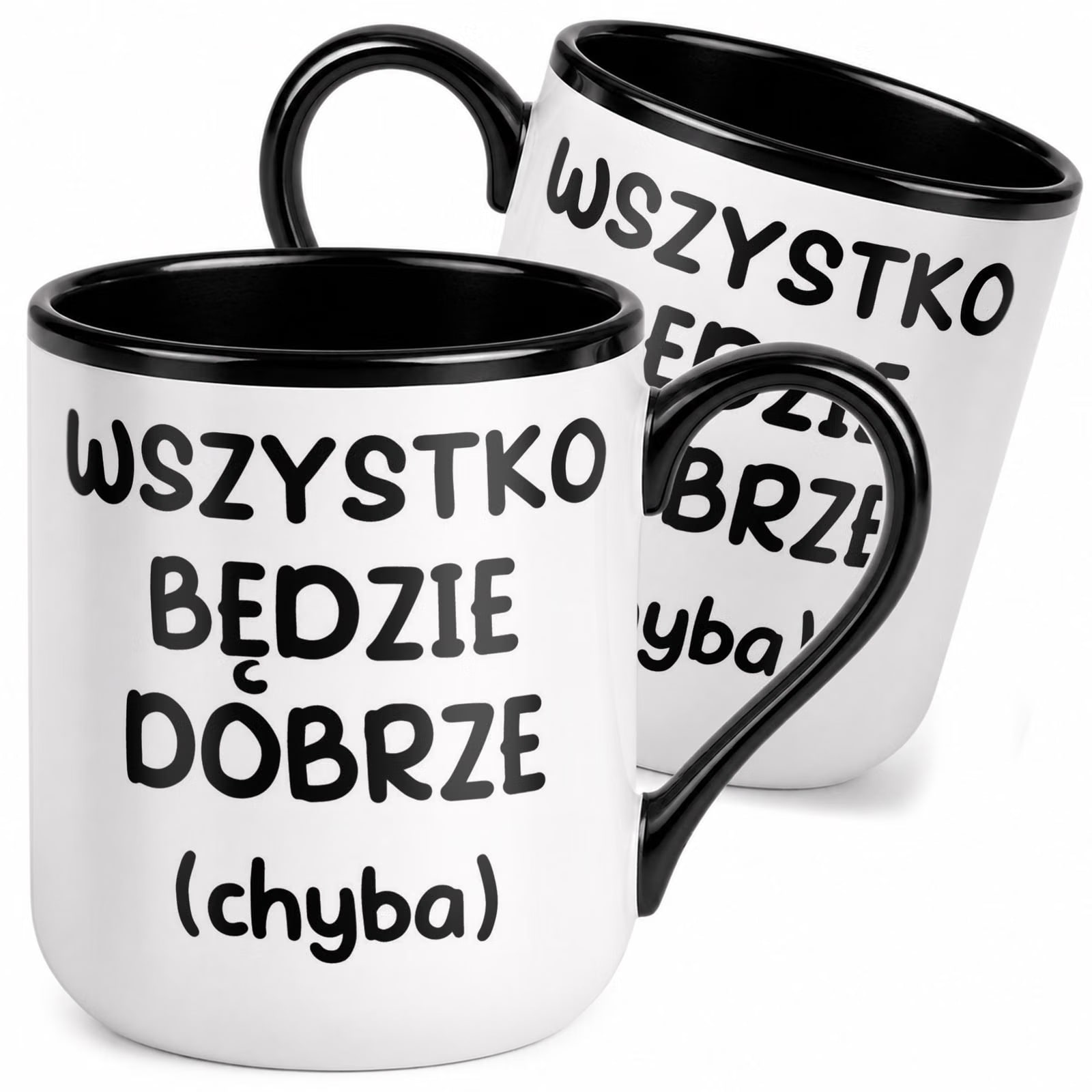 Kubek z nadrukiem Premium Czarny Wszystko Będzie Dobrze Upominek Prezent