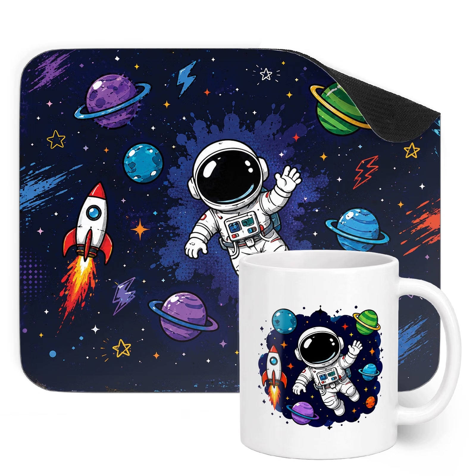 Zestaw Kubek Podkładka pod mysz dla graczy z nadrukiem Astronauta
