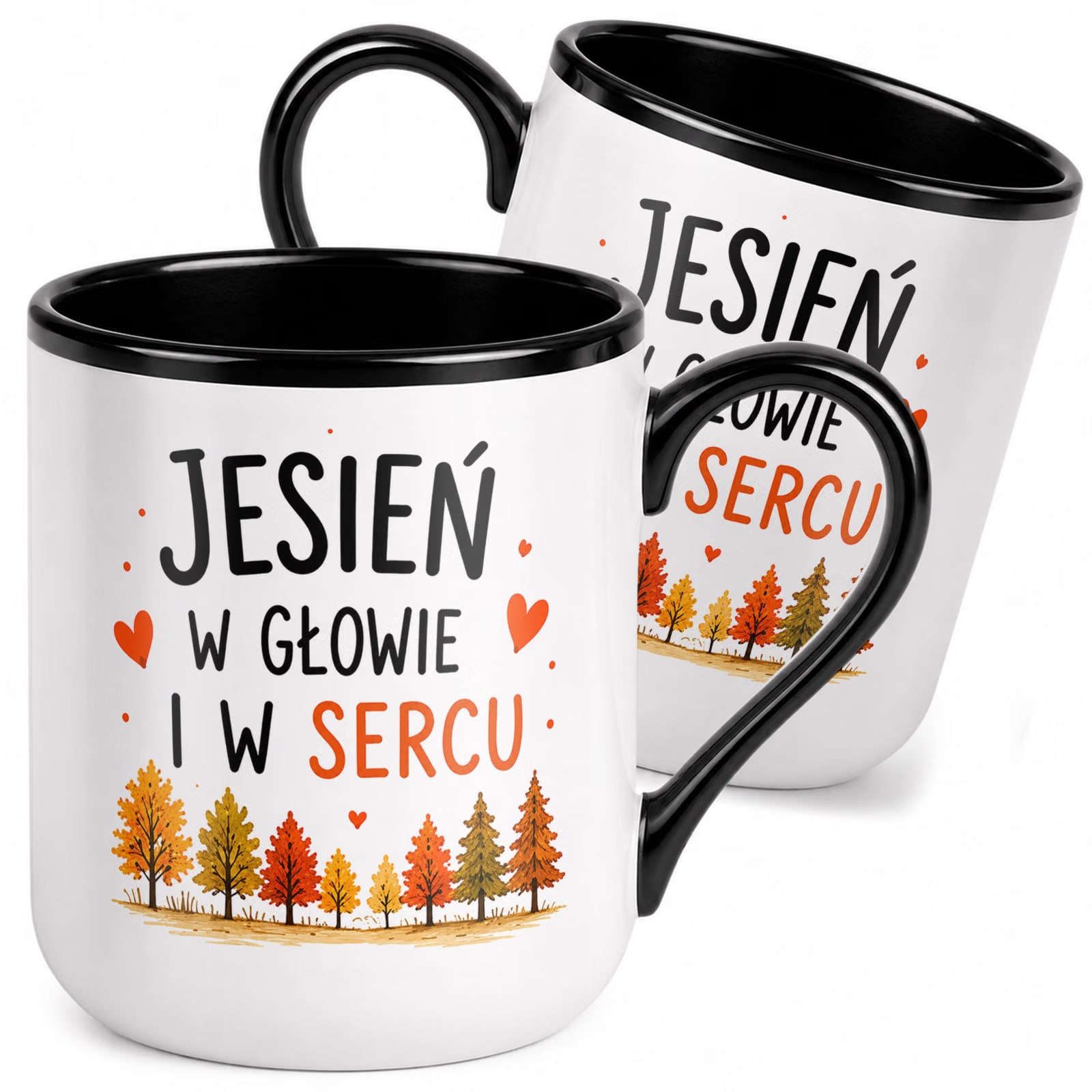 Kubek z nadrukiem Premium Czarny Jesienny Jesień Upominek Prezent