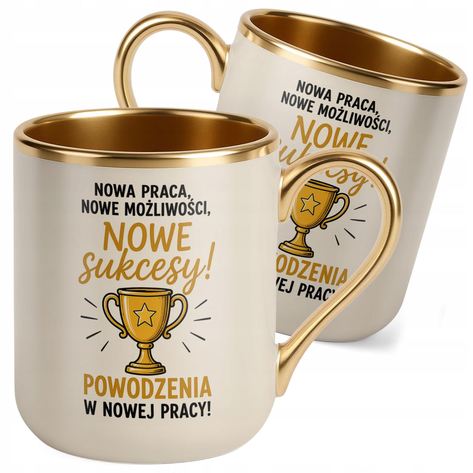 Kubek z nadrukiem Premium Złoty Ecru Pożegnanie Odejście z Pracy