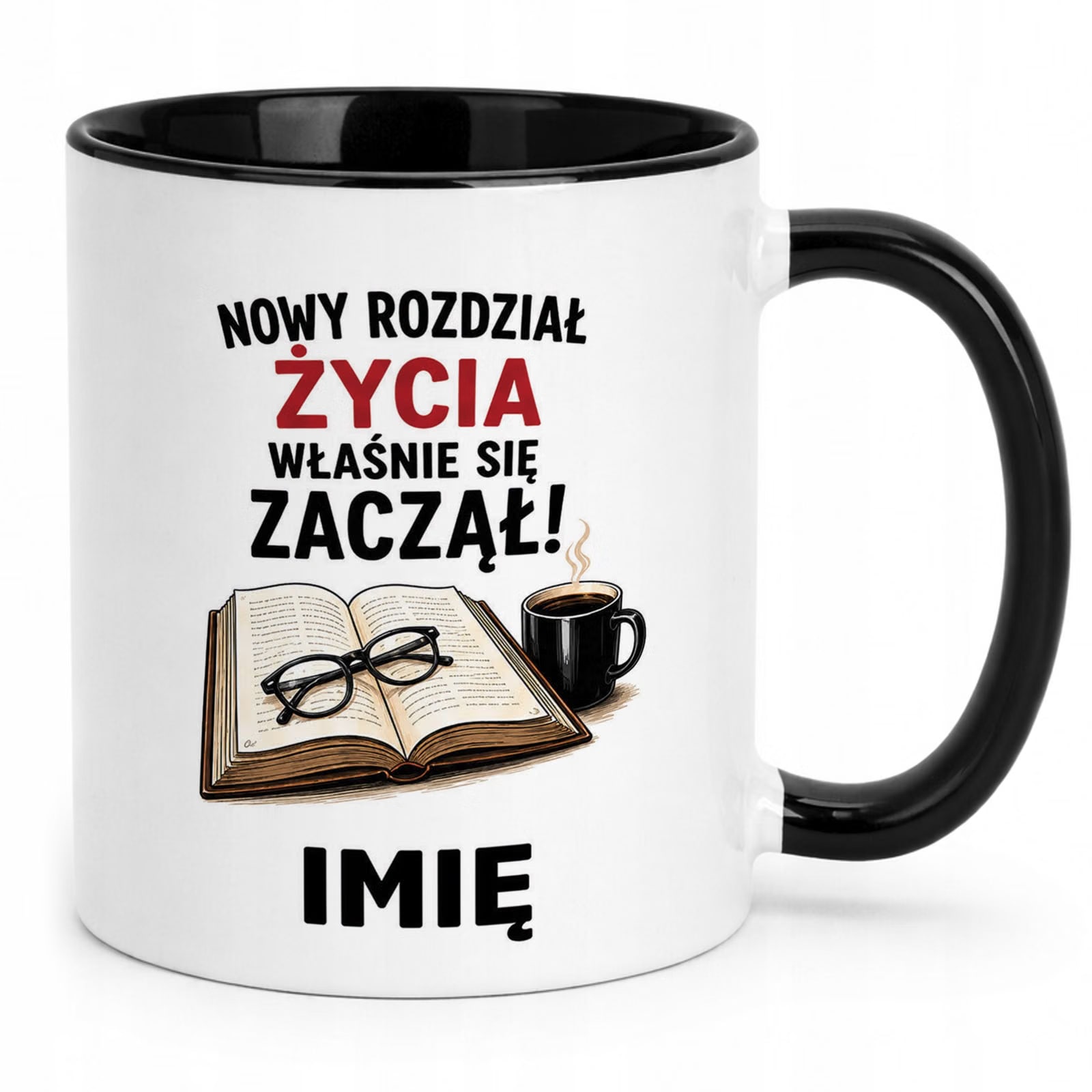 Kubek Czarny Personalizowany z Nadrukiem Emerytura Dla Emeryta Prezent