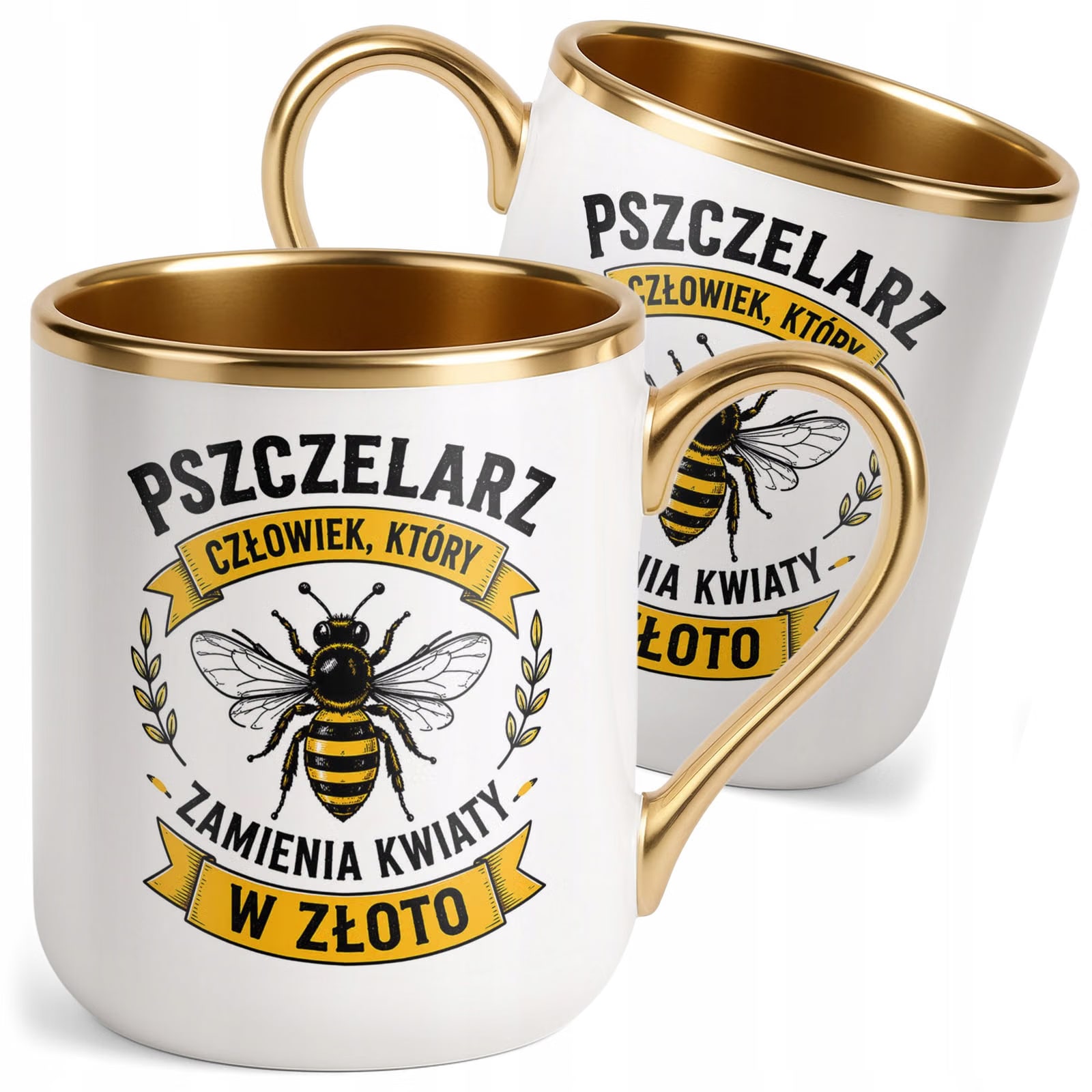 Kubek z nadrukiem Premium Złoty Dla Pszczelarza Szef Pasieki Prezent