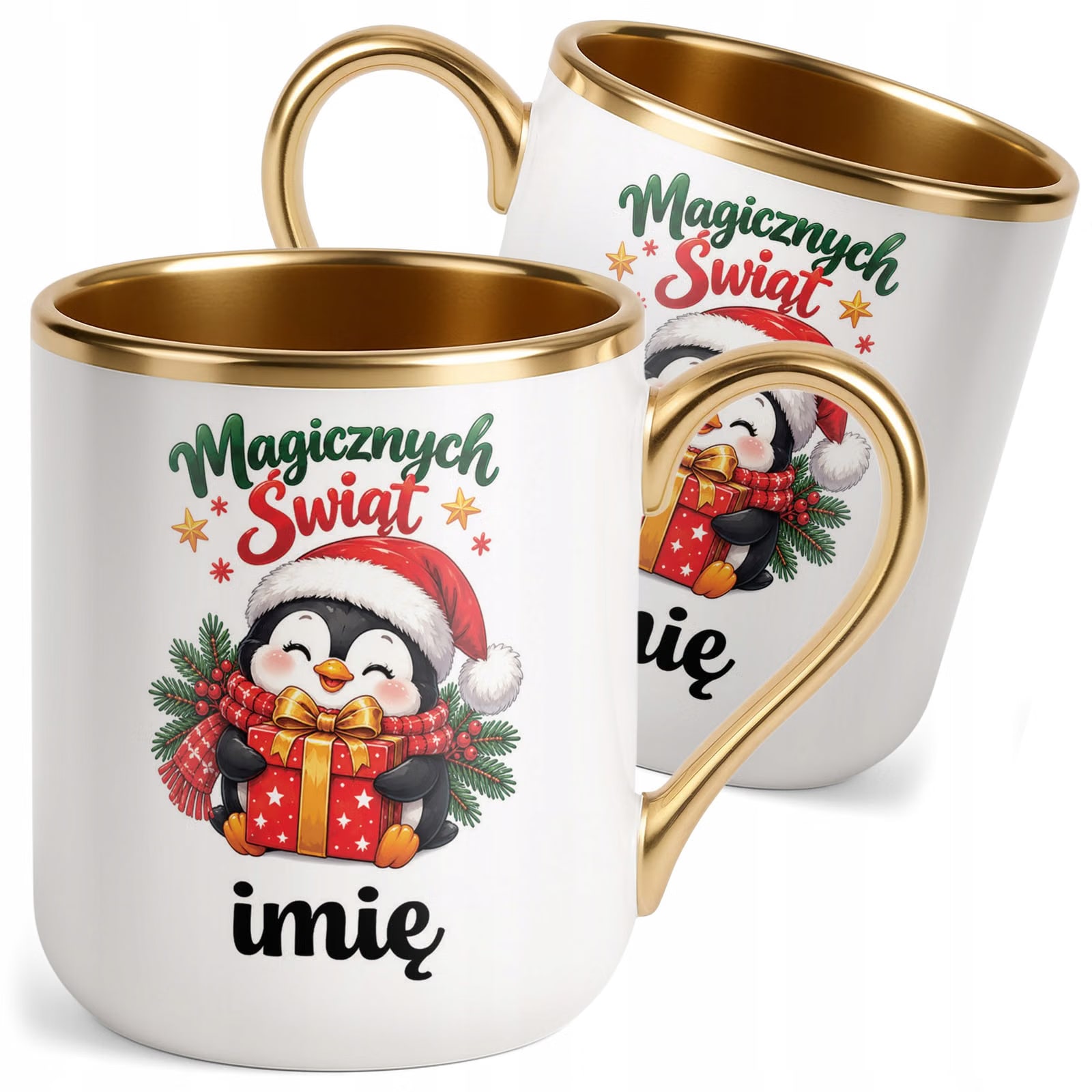Kubek Personalizowany Premium Złoty Boże Narodzenie Święta Prezent