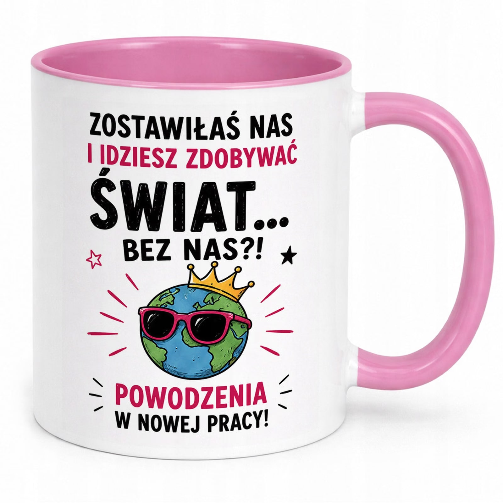 Kubek Różowy z nadrukiem Pożegnanie Odejście z Pracy Dla Koleżanki