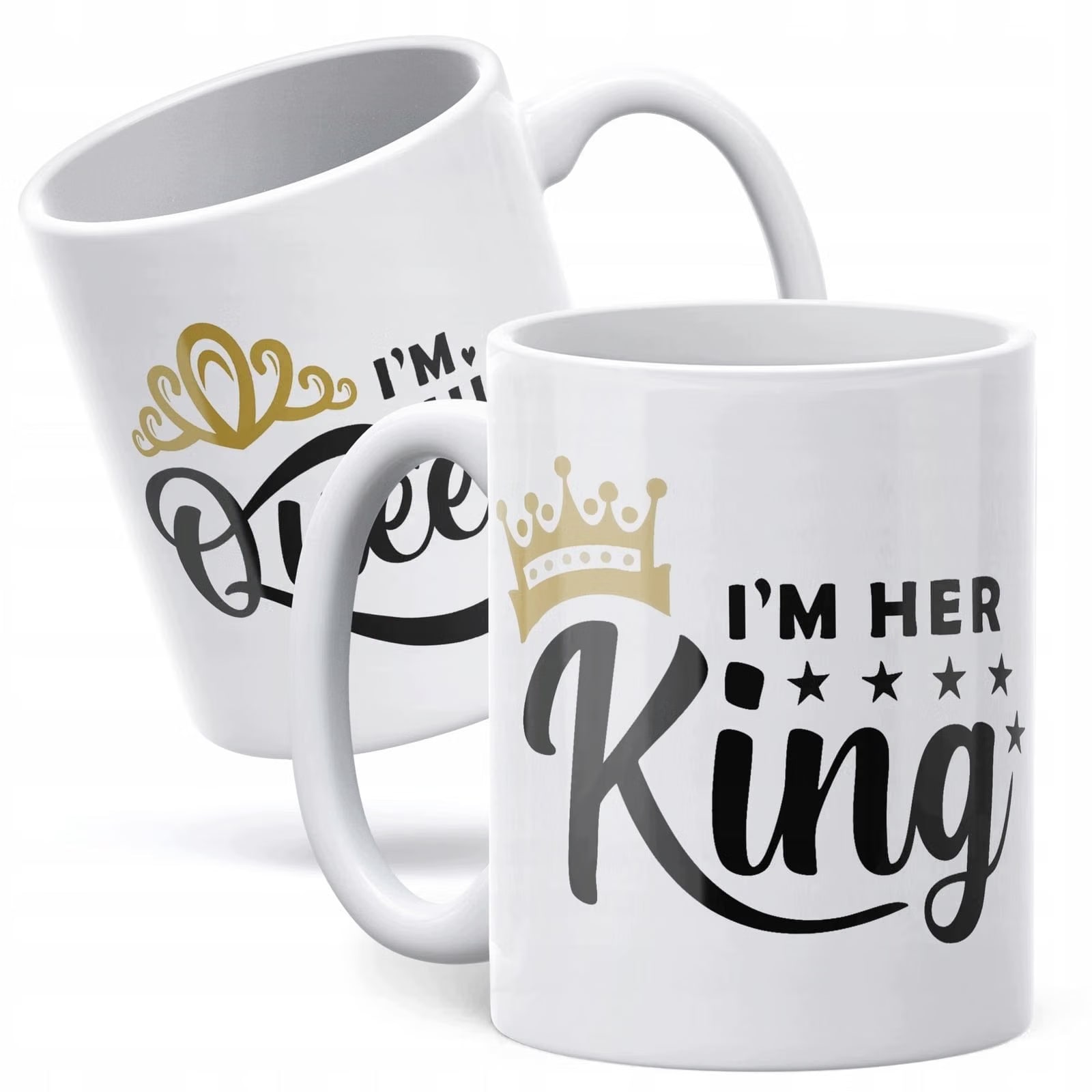 Zestaw kubków na Walentynki Queen & King Prezent Dla Pary Zakochanych