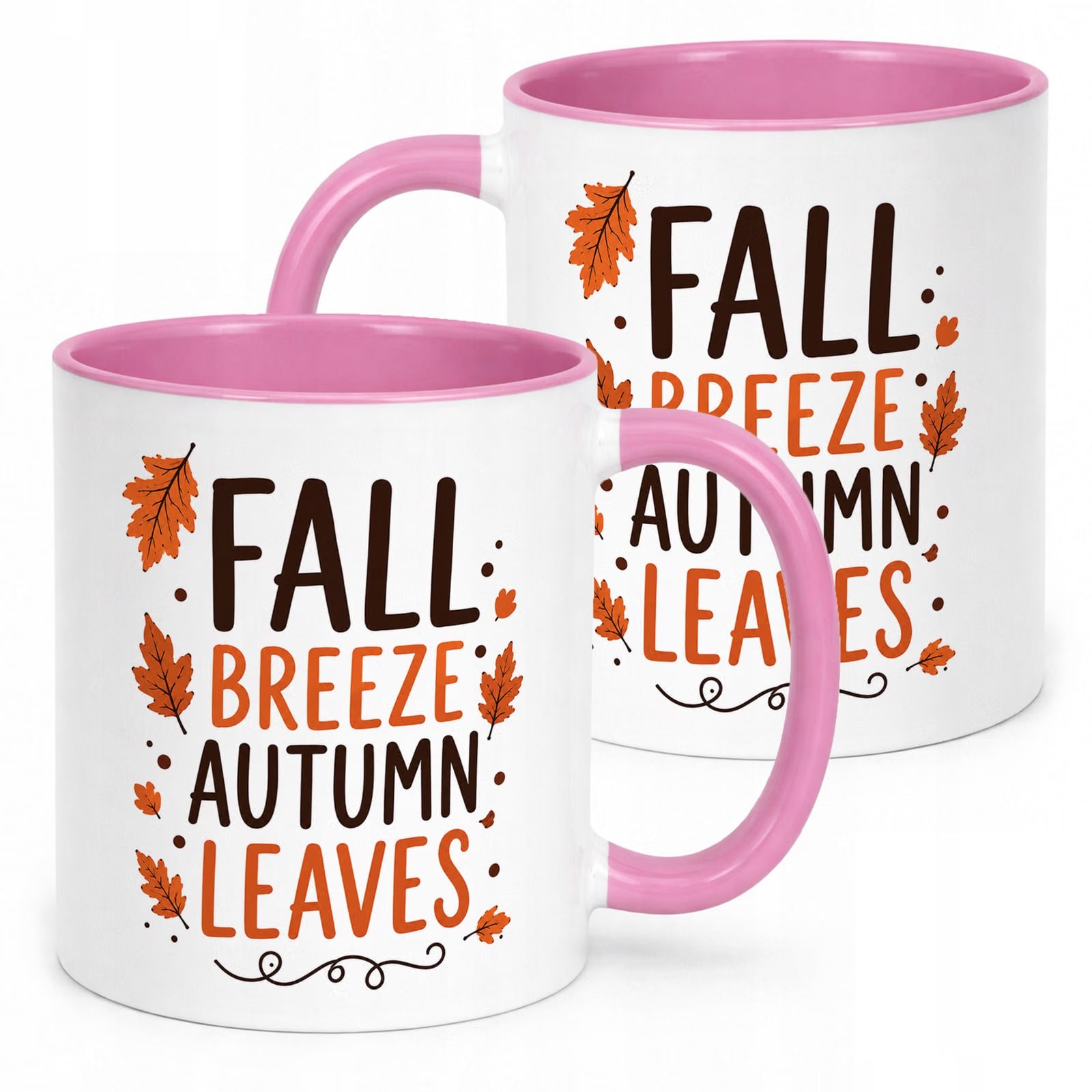 Różowy Kubek z nadrukiem Jesienny Jesień Fall breeze autumn leaves