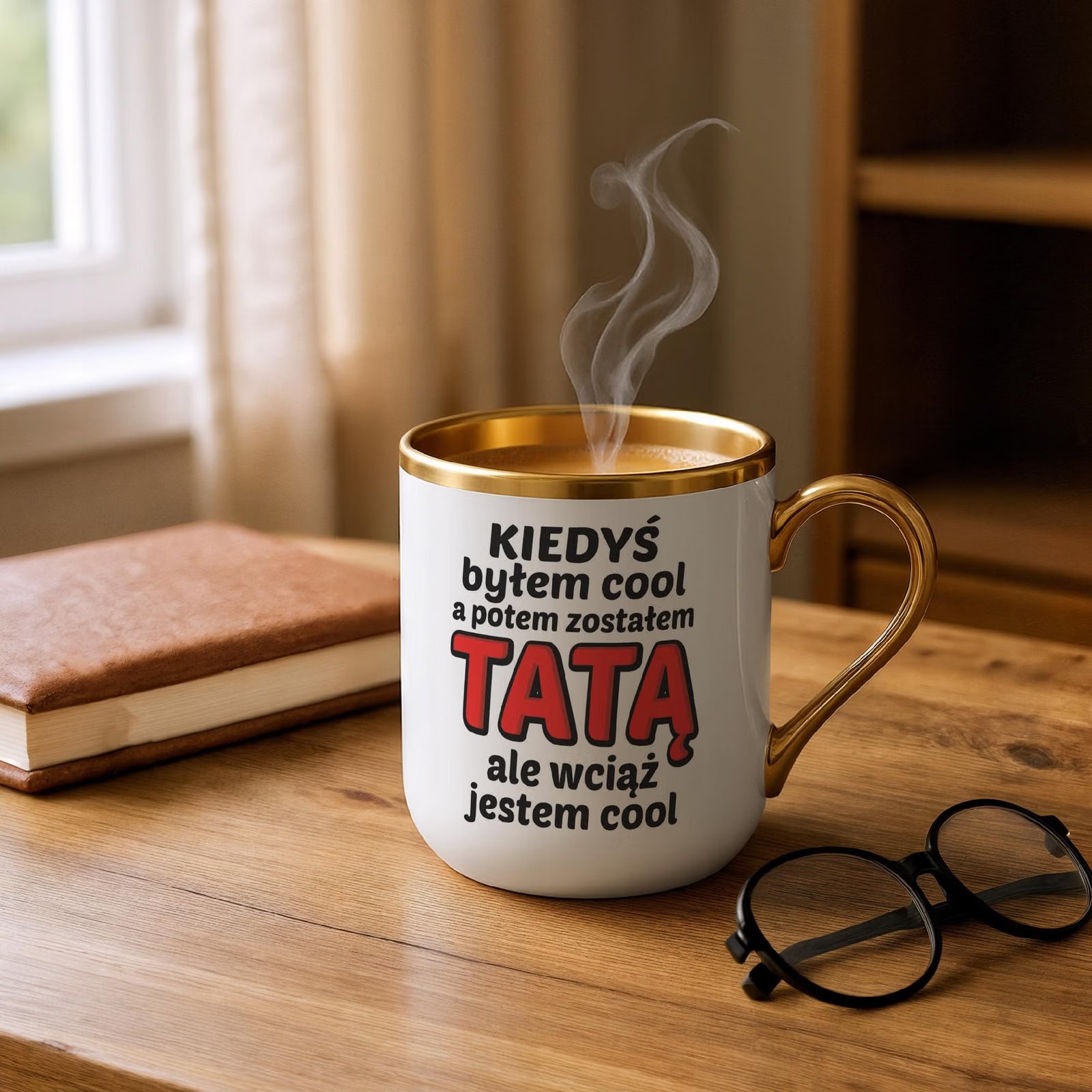 Kubek Premium Złoty Dzień Ojca Dla Taty Kiedyś Byłem Cool Prezent